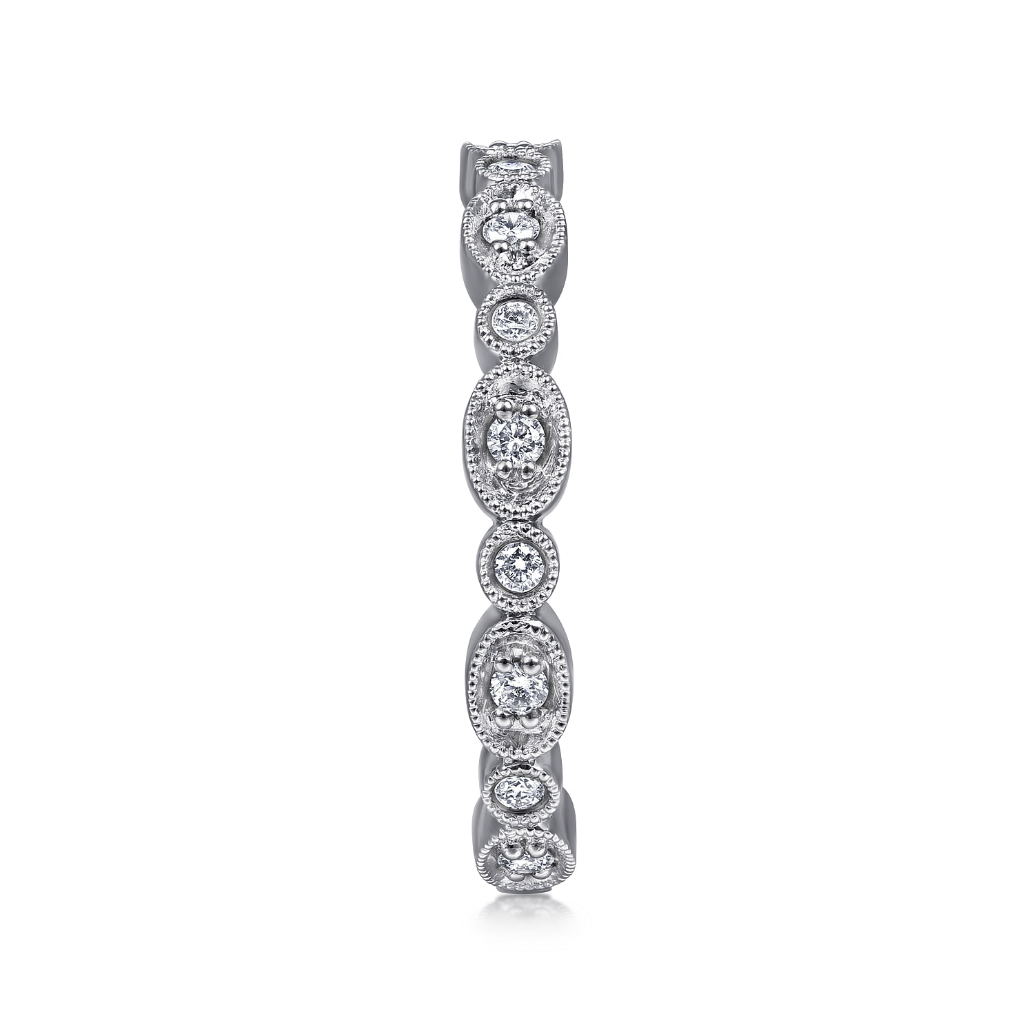 Graduating Station Diamond Stackable Ring in 14K White Gold, photograph 4