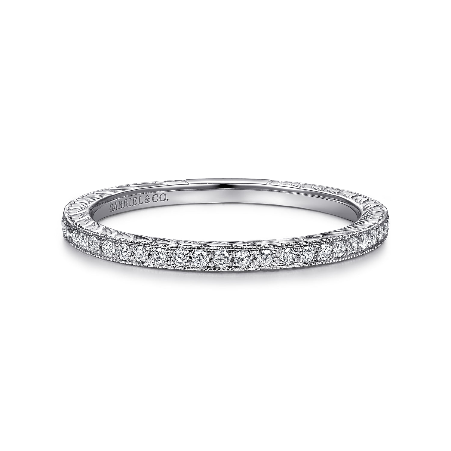 Hand Carved Stackable Diamond Ring