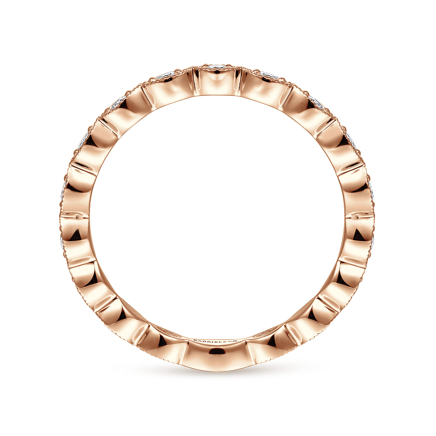 Station Diamond Stackable Ring in 14K Rose Gold, photograph 2