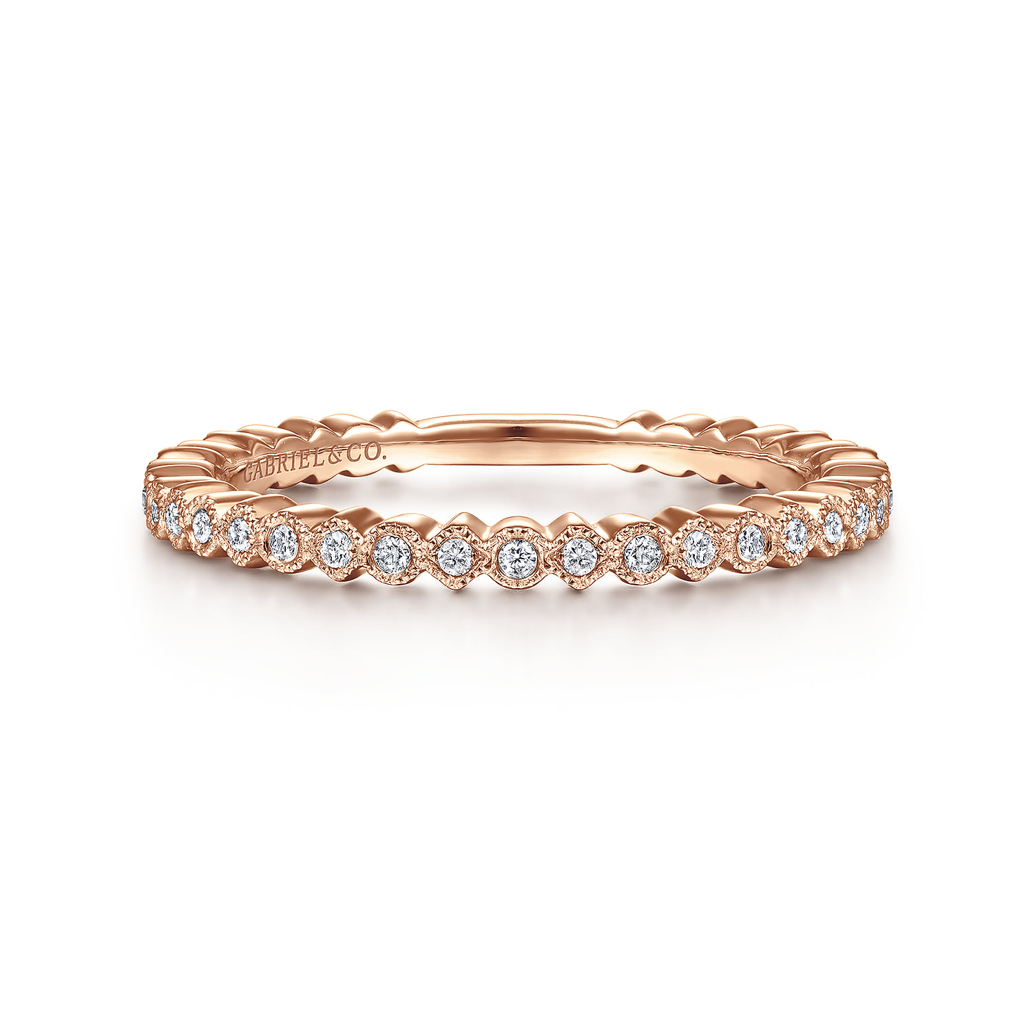Scalloped Stackable Diamond Band Ring