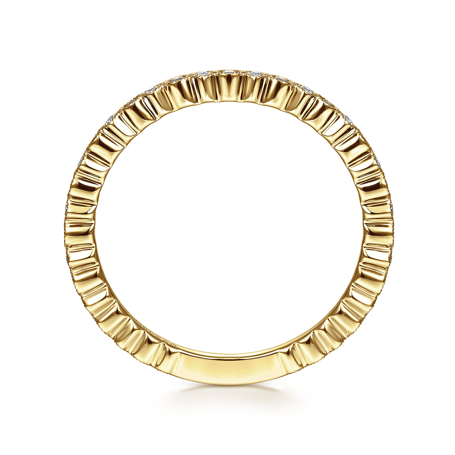 Scalloped Diamond Stackable Ring in 14K Yellow Gold, photograph 2