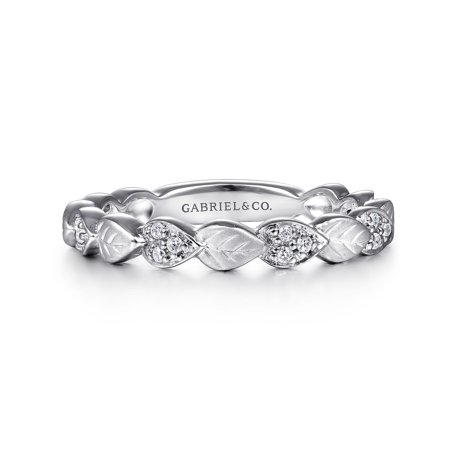 Delicate Leaf Diamond Stackable Ring