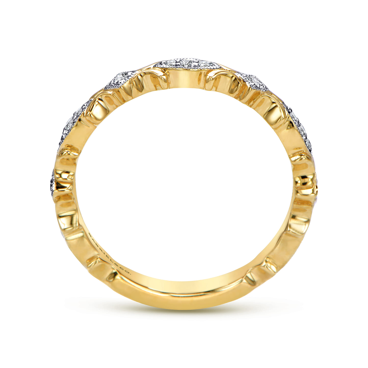 Floral Diamond Stackable Ring in 14K Yellow Gold, photograph 2