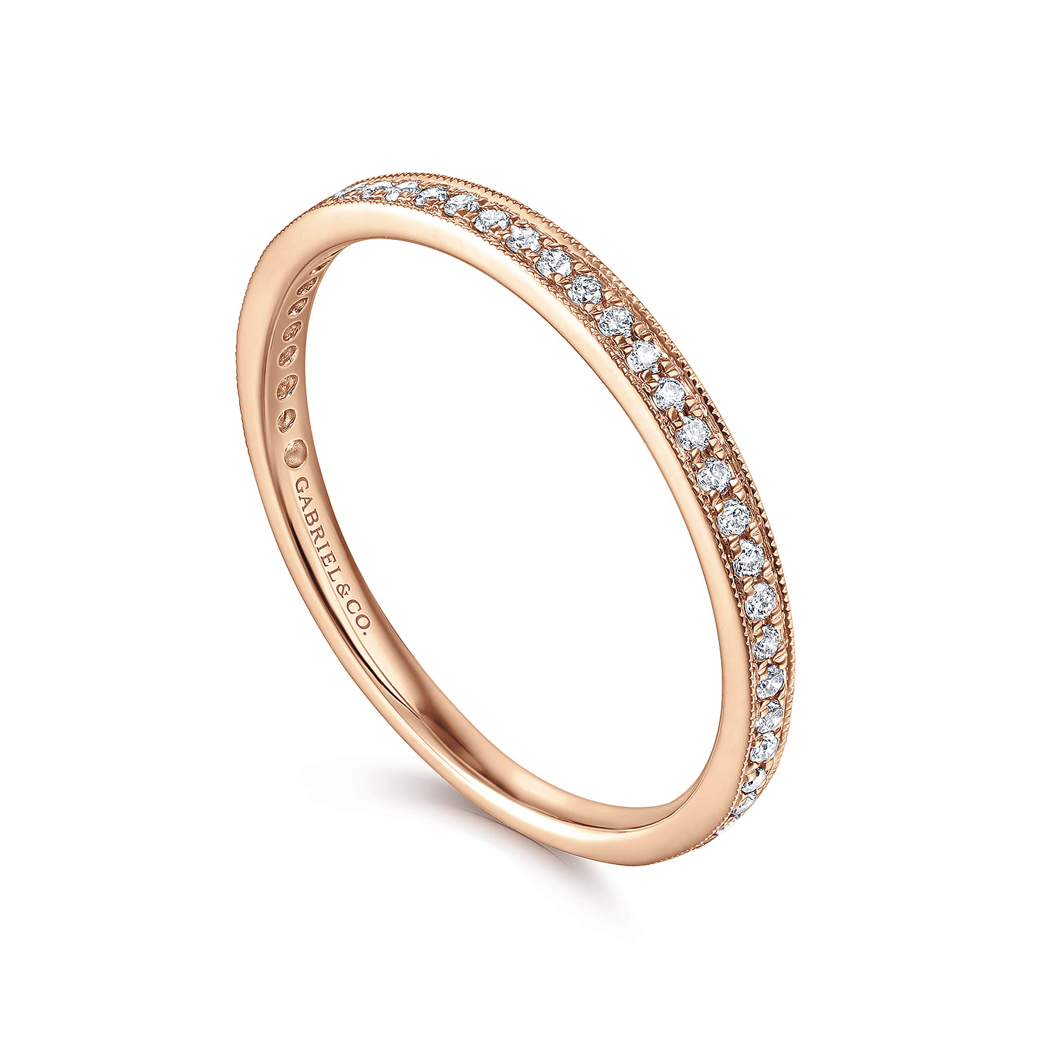Pave Diamond Eternity Stackable Ring in 14K Rose Gold, photograph 3