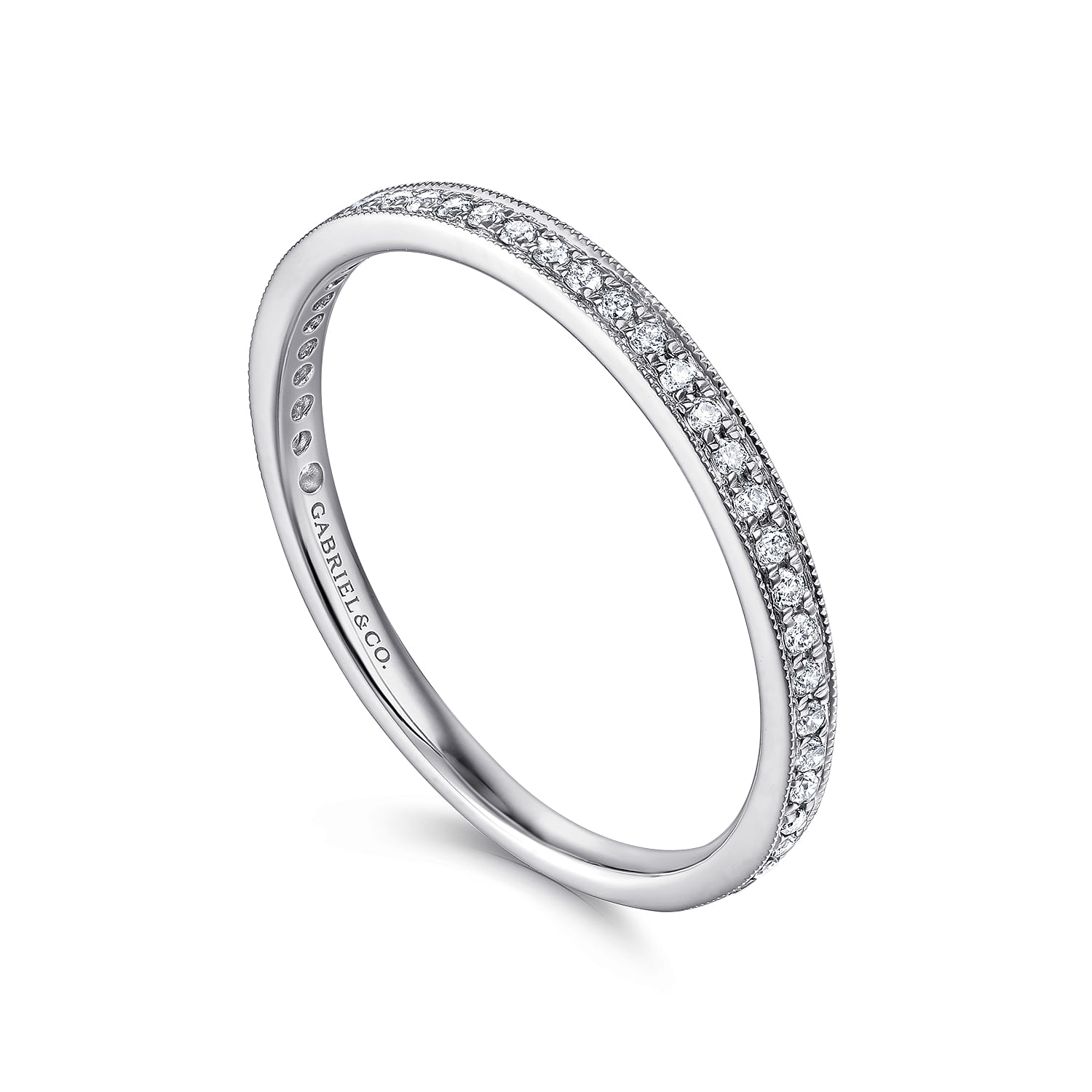 Pave Diamond Eternity Stackable Ring in 14K White Gold, photograph 3