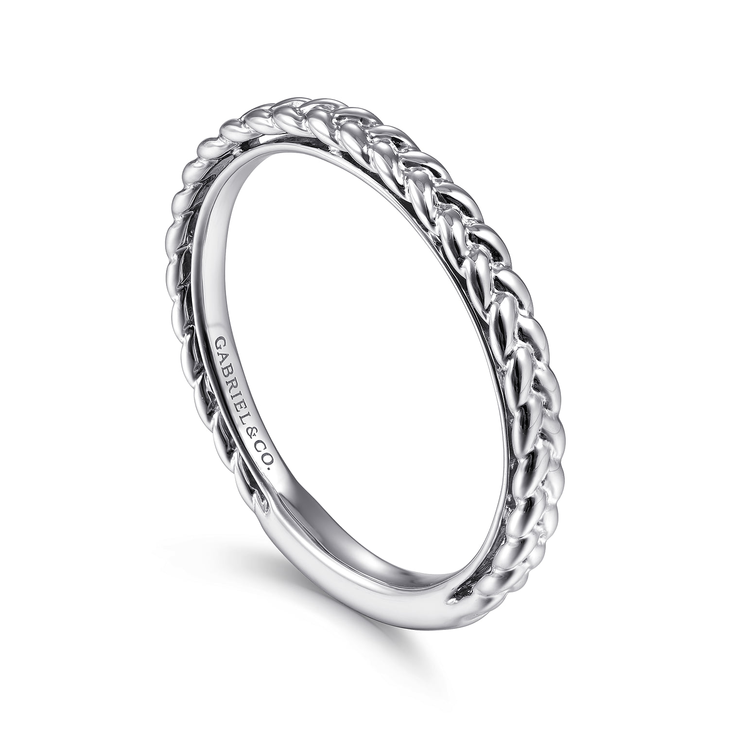 Braided Stackable Ring in 14K White Gold, photograph 3