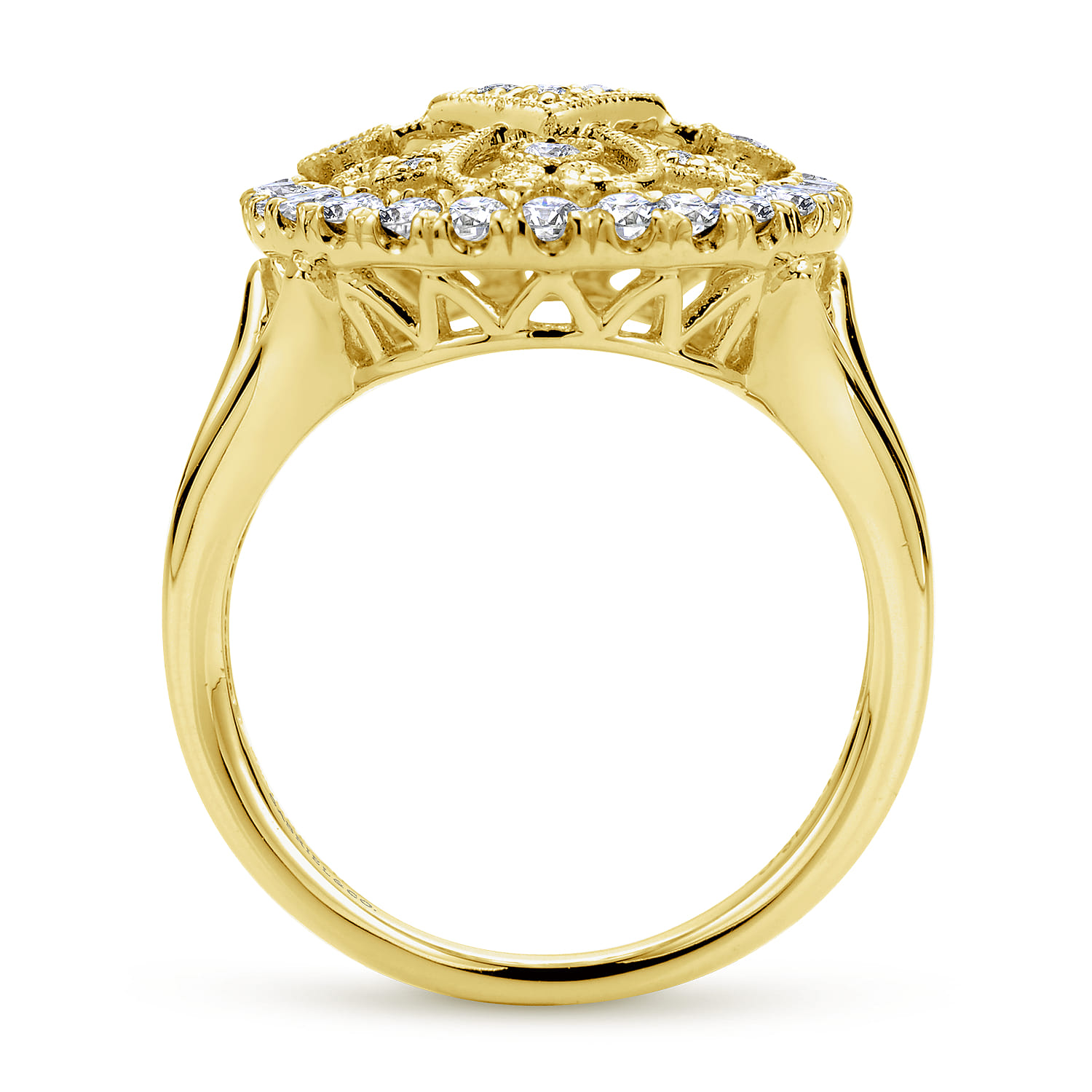 Filligree Diamond Ring in 14K Yellow Gold, photograph 2