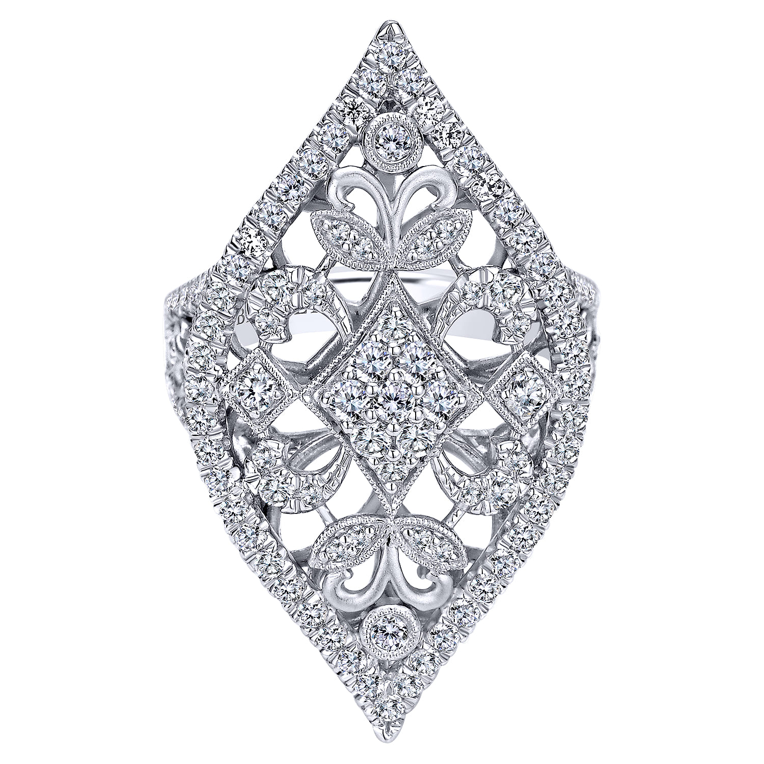 Pointed Openwork Diamond Statement Ring