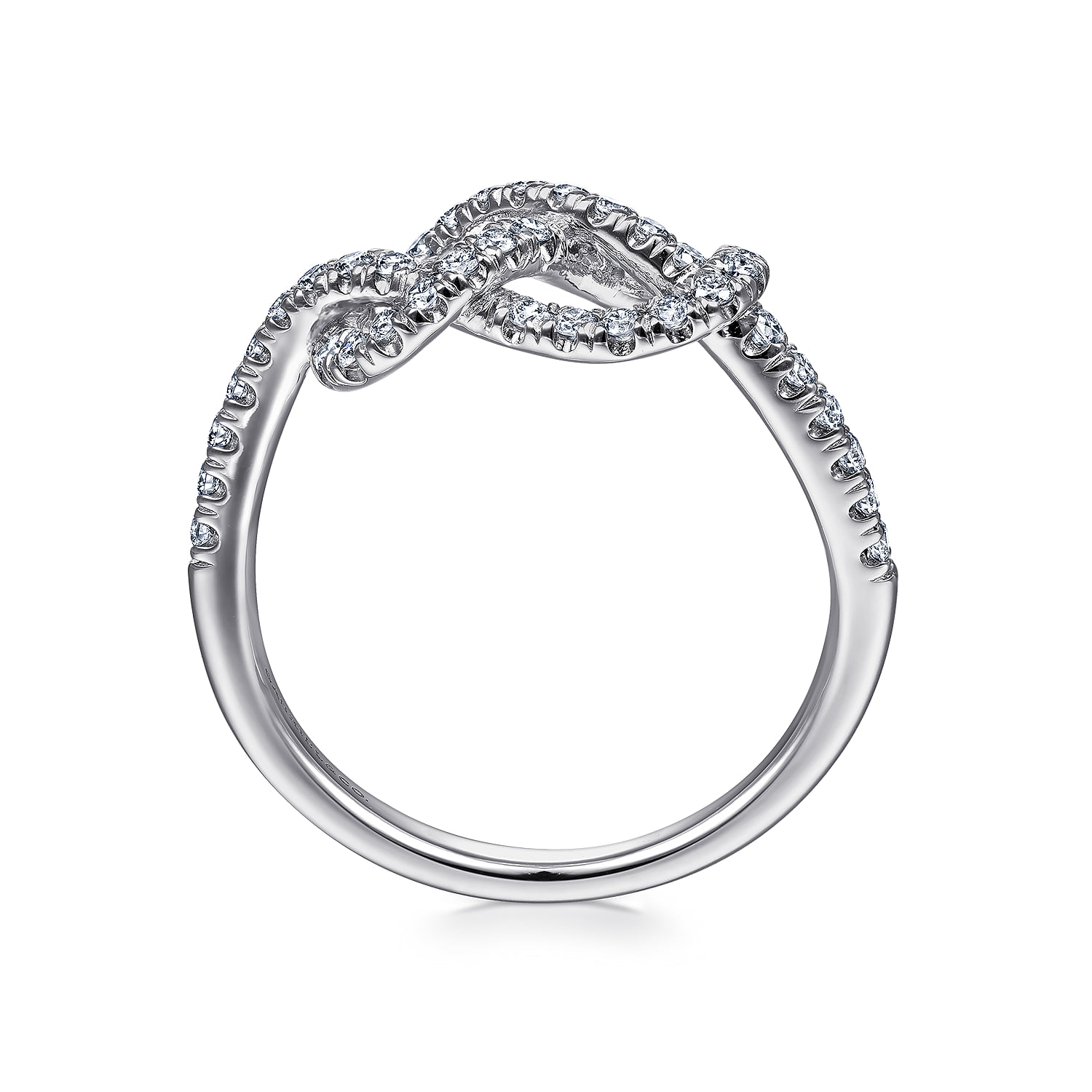 Twisted Diamond Infinity Knot Ring in 14K White Gold, photograph 2
