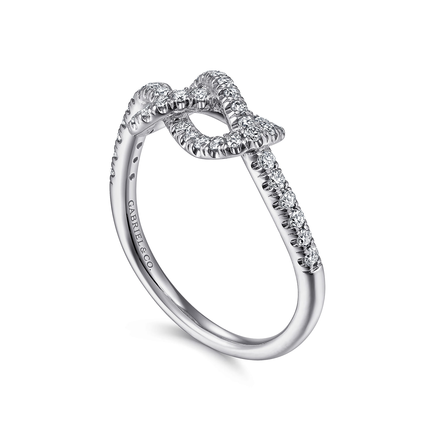 Twisted Diamond Infinity Knot Ring in 14K White Gold, photograph 3