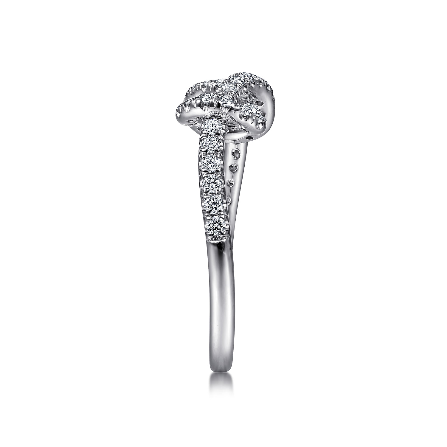 Twisted Diamond Infinity Knot Ring in 14K White Gold, photograph 4