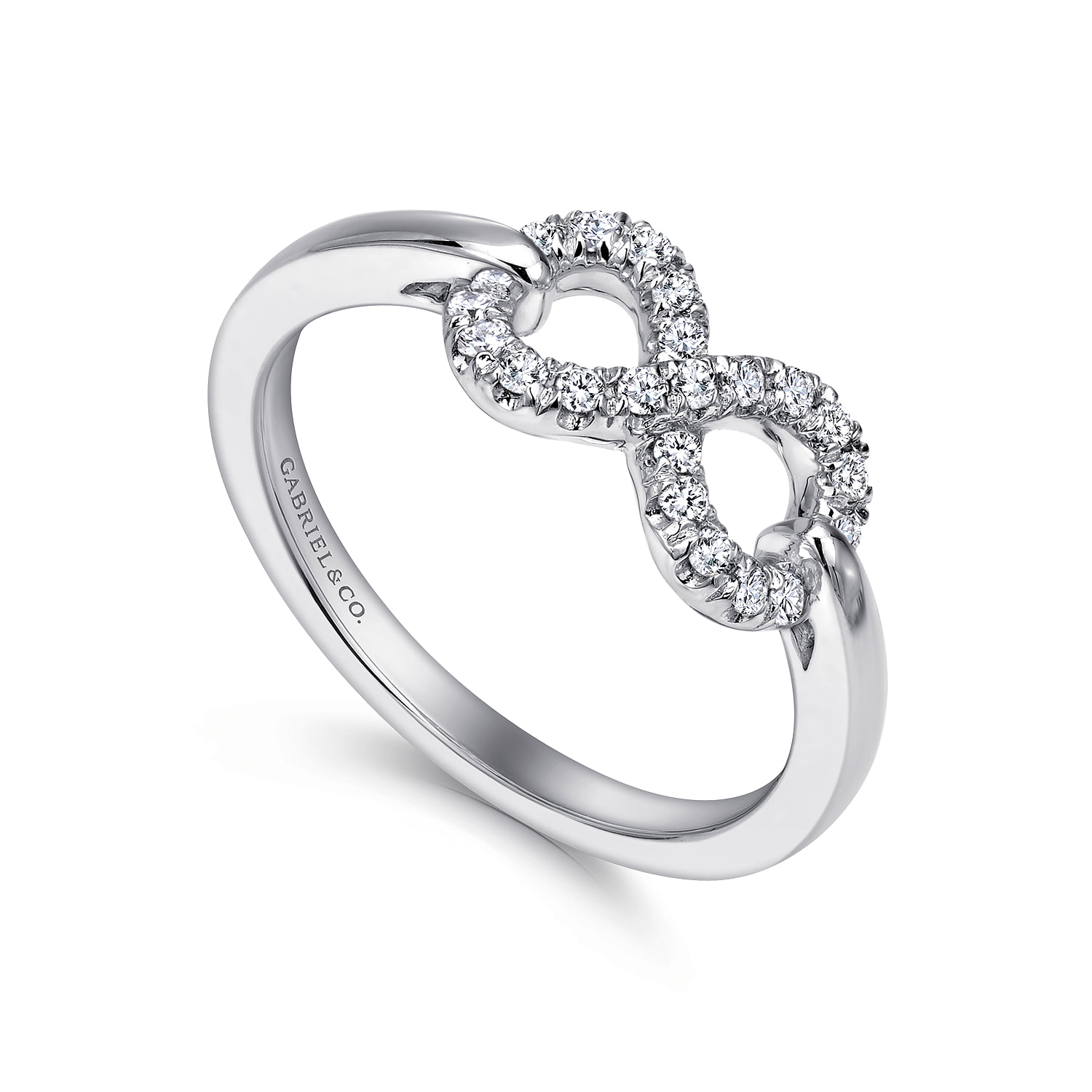 White Sapphire Infinity Ring in Sterling Silver, photograph 3