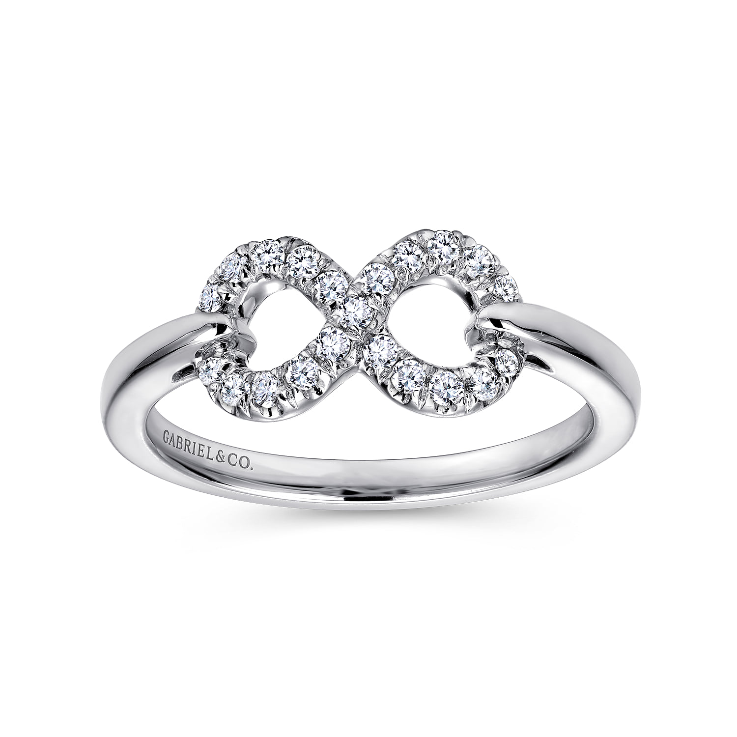 White Sapphire Infinity Ring in Sterling Silver, photograph 4