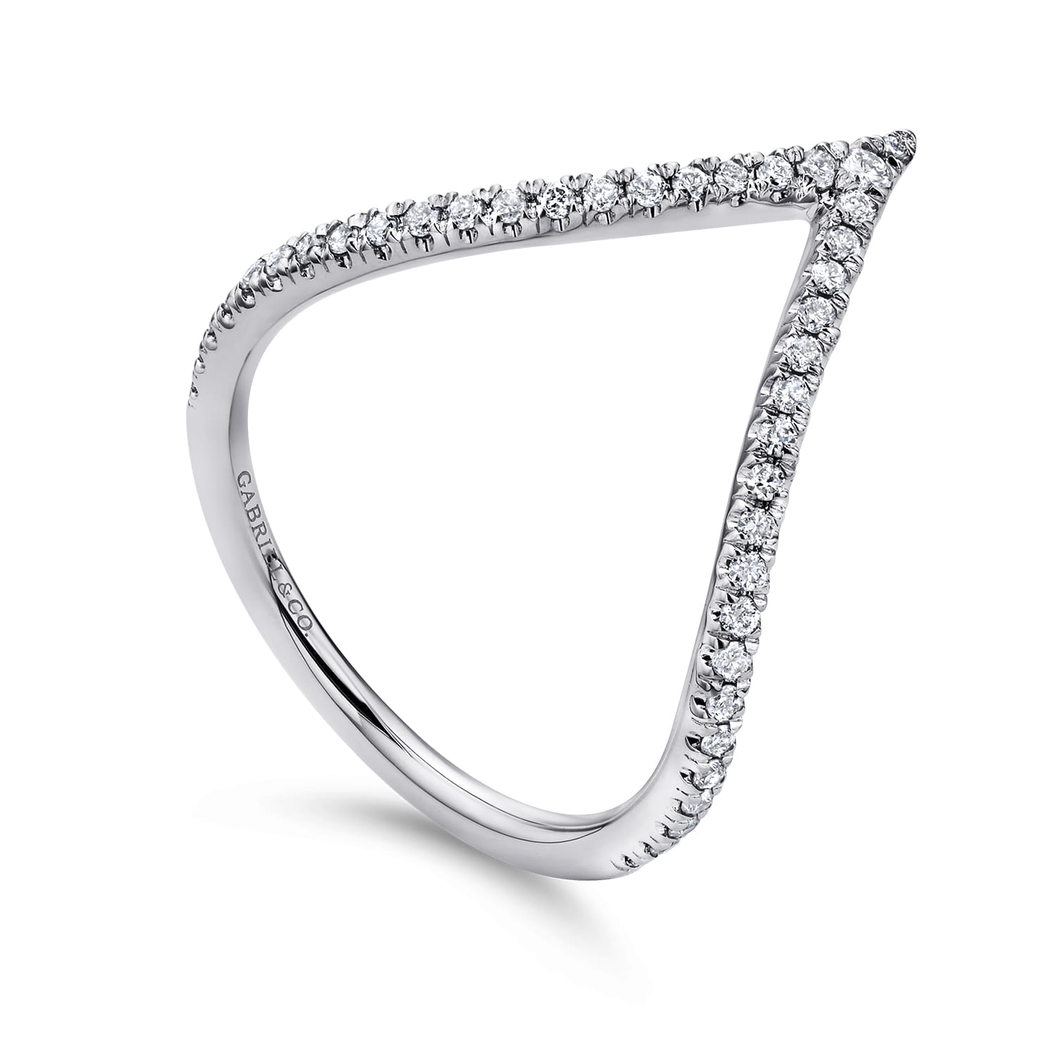 Diamond Chevron Ring in 14K White Gold, photograph 3