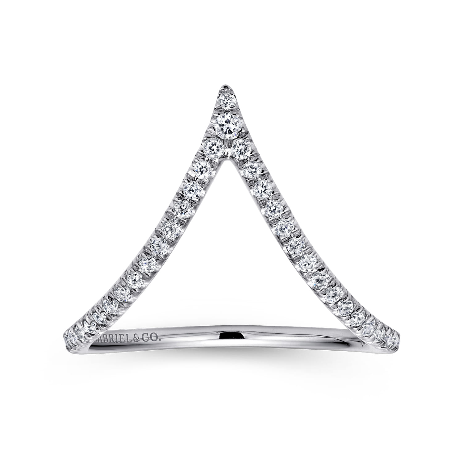 Diamond Chevron Ring in 14K White Gold, photograph 4