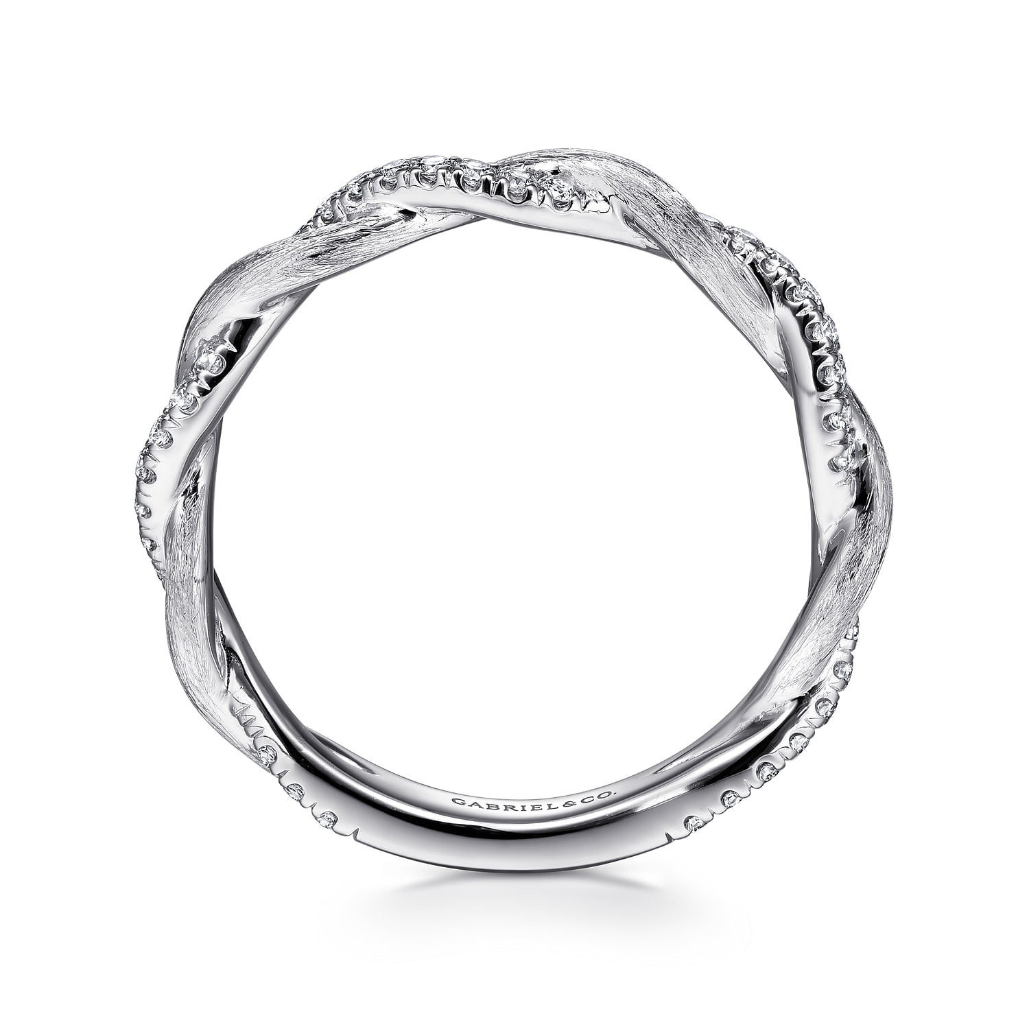 Twisted Diamond Stackable Ring in 14K White Gold, photograph 2