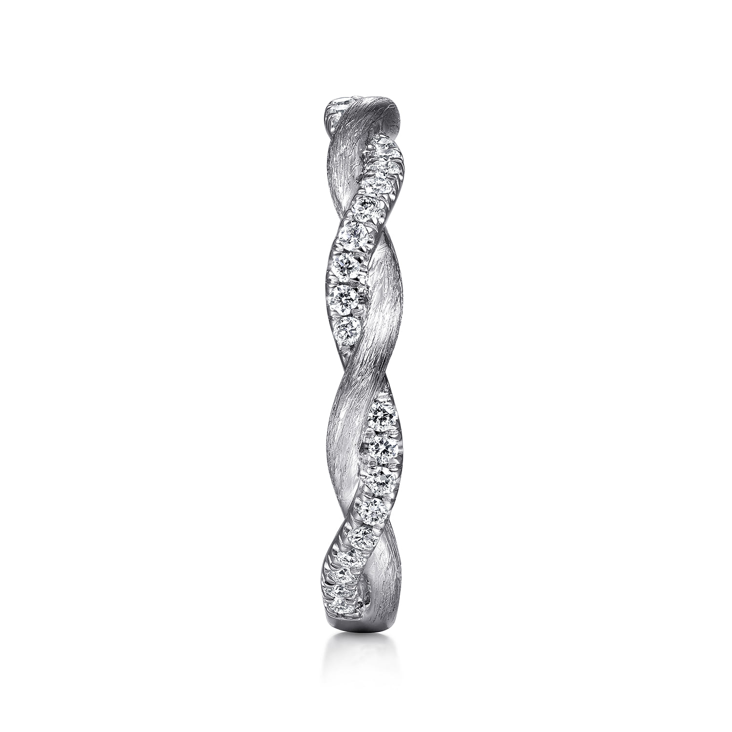 Twisted Diamond Stackable Ring in 14K White Gold, photograph 4