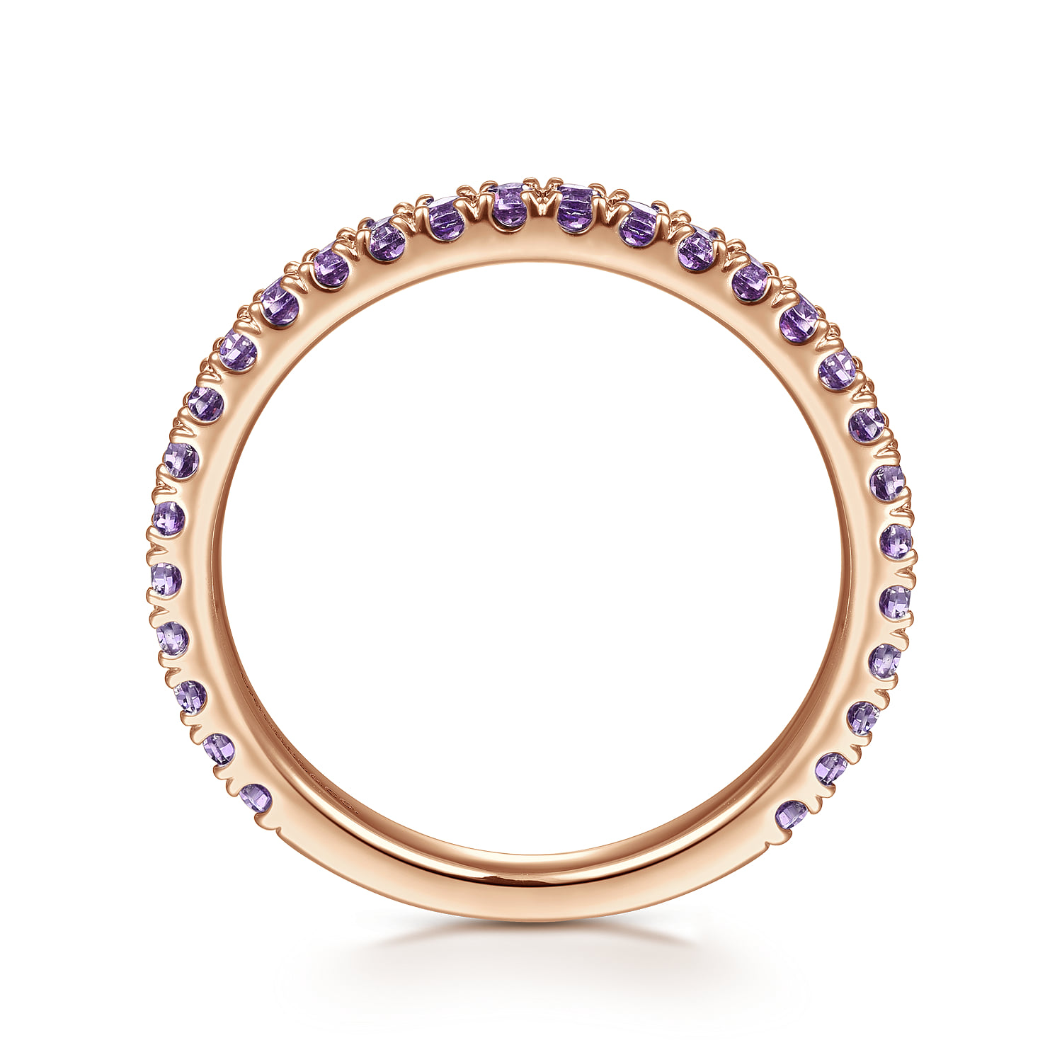 Amethyst Stackable Ring in 14K Rose Gold, photograph 2