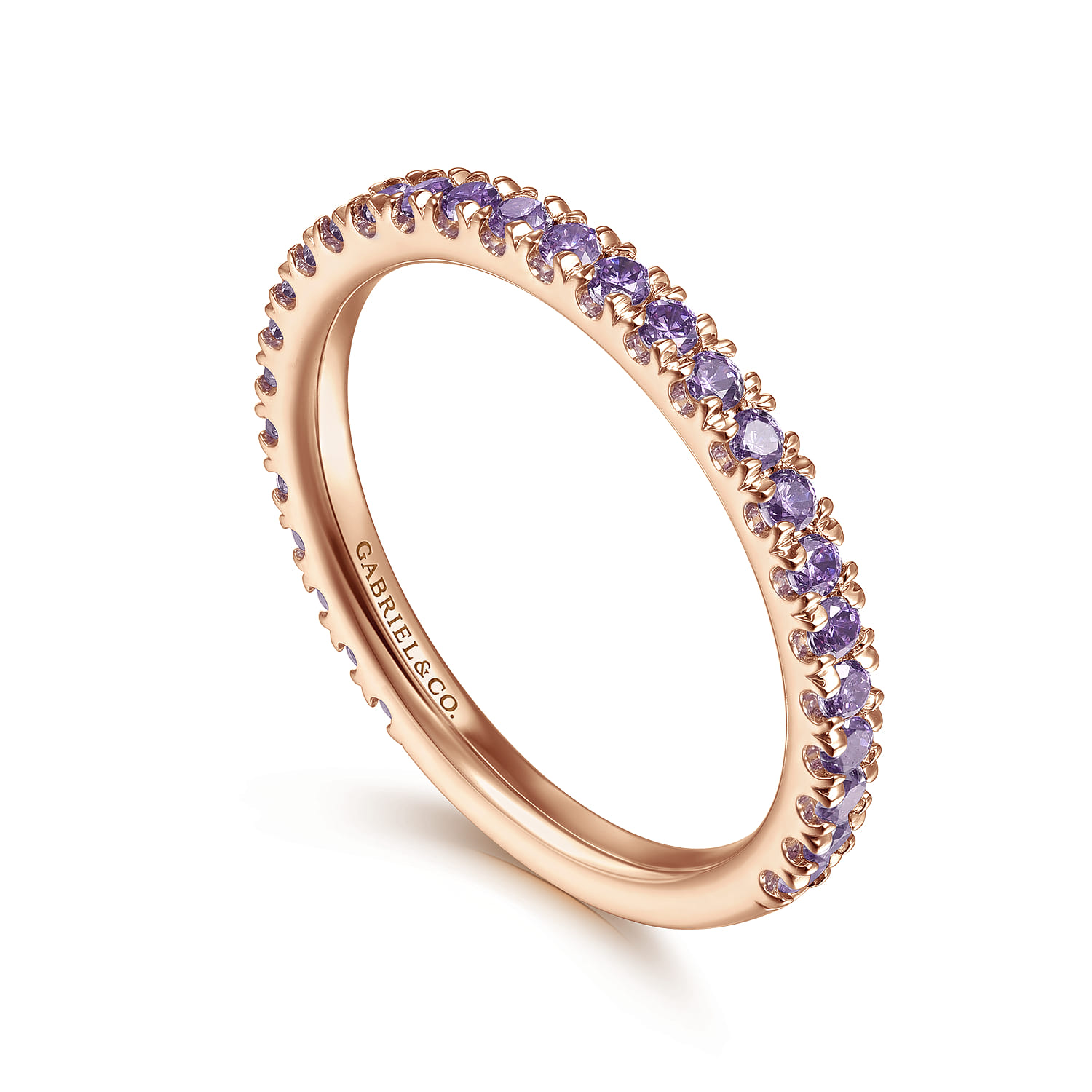 Amethyst Stackable Ring in 14K Rose Gold, photograph 3