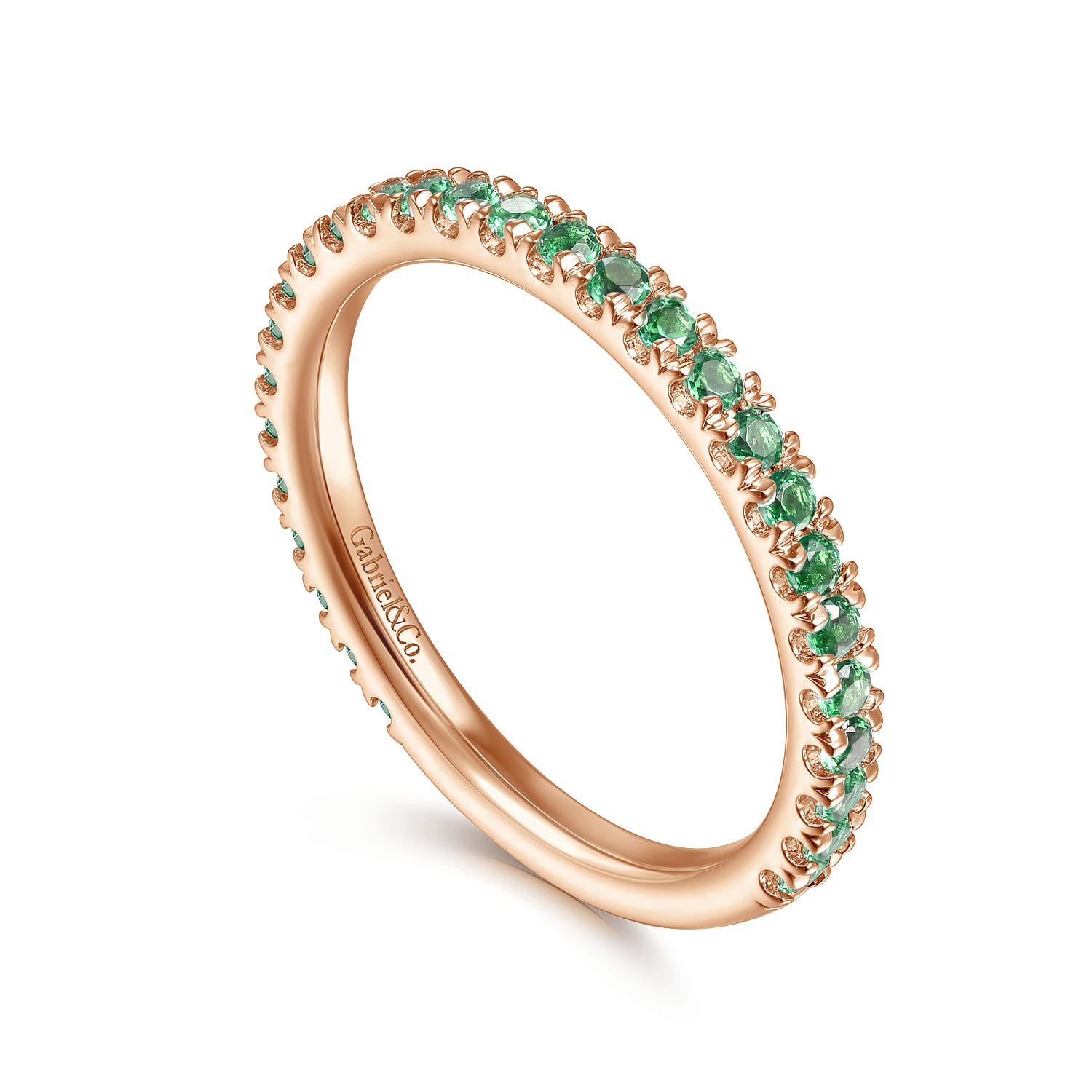 Emerald Stackable Ring in 14K Rose Gold, photograph 3