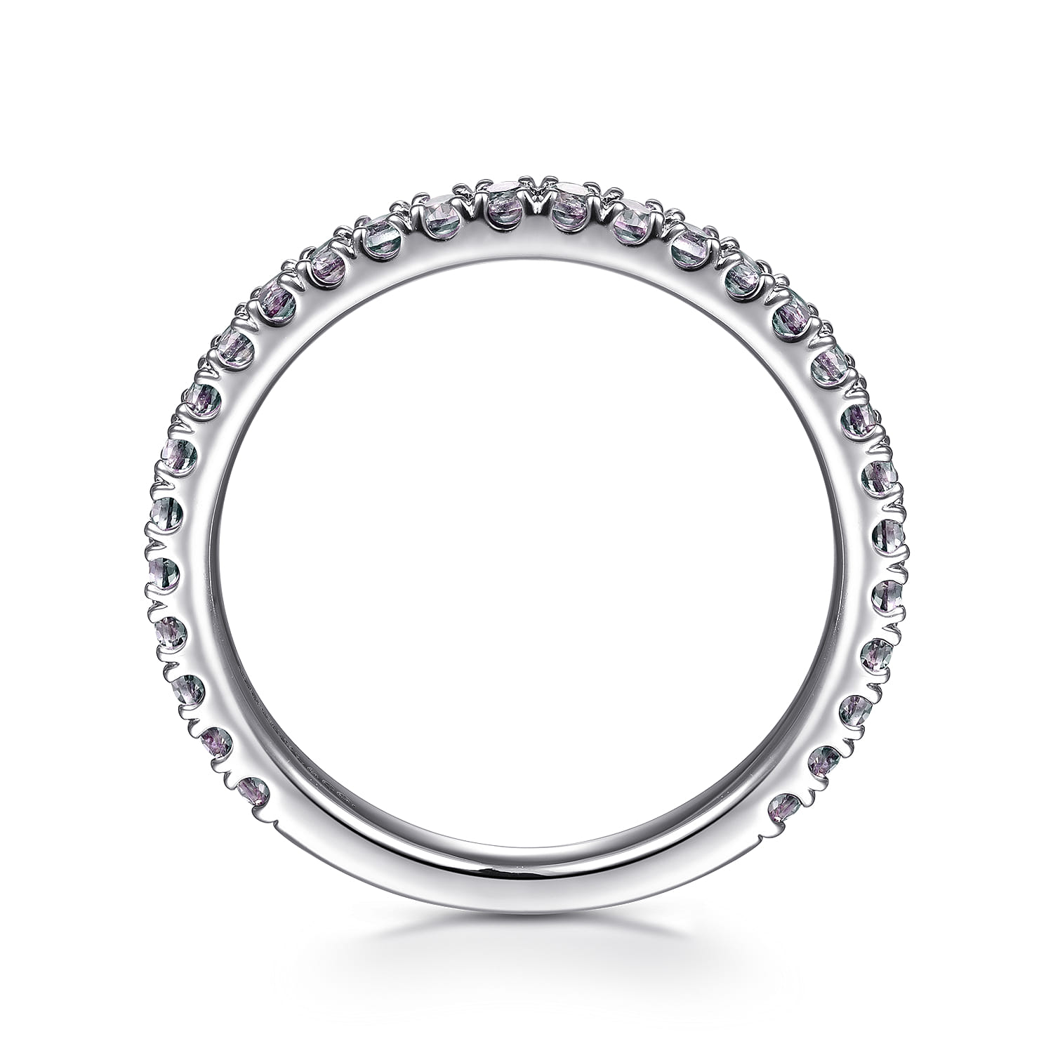Manmade Alexandrite Stackable Ring in 14K White Gold, photograph 2