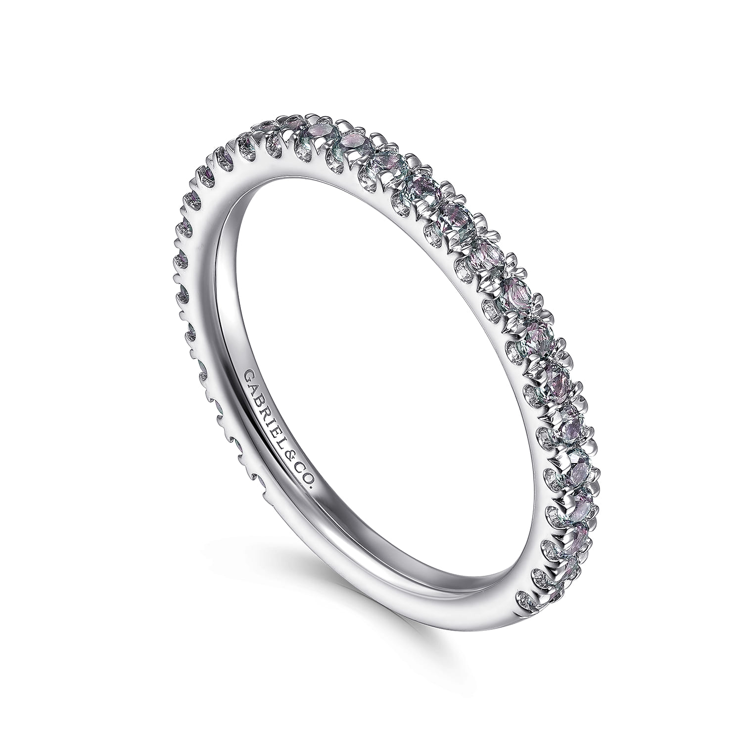 Manmade Alexandrite Stackable Ring in 14K White Gold, photograph 3