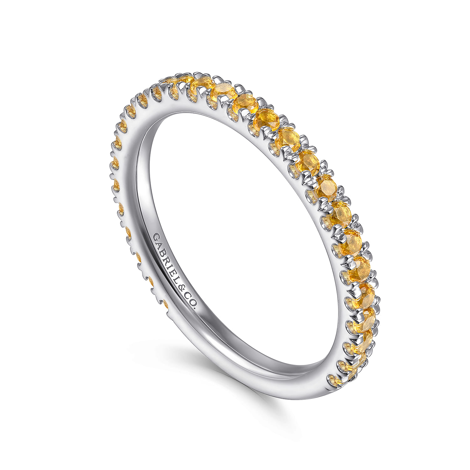 Citrine Stackable Ring in 14K White Gold, photograph 3