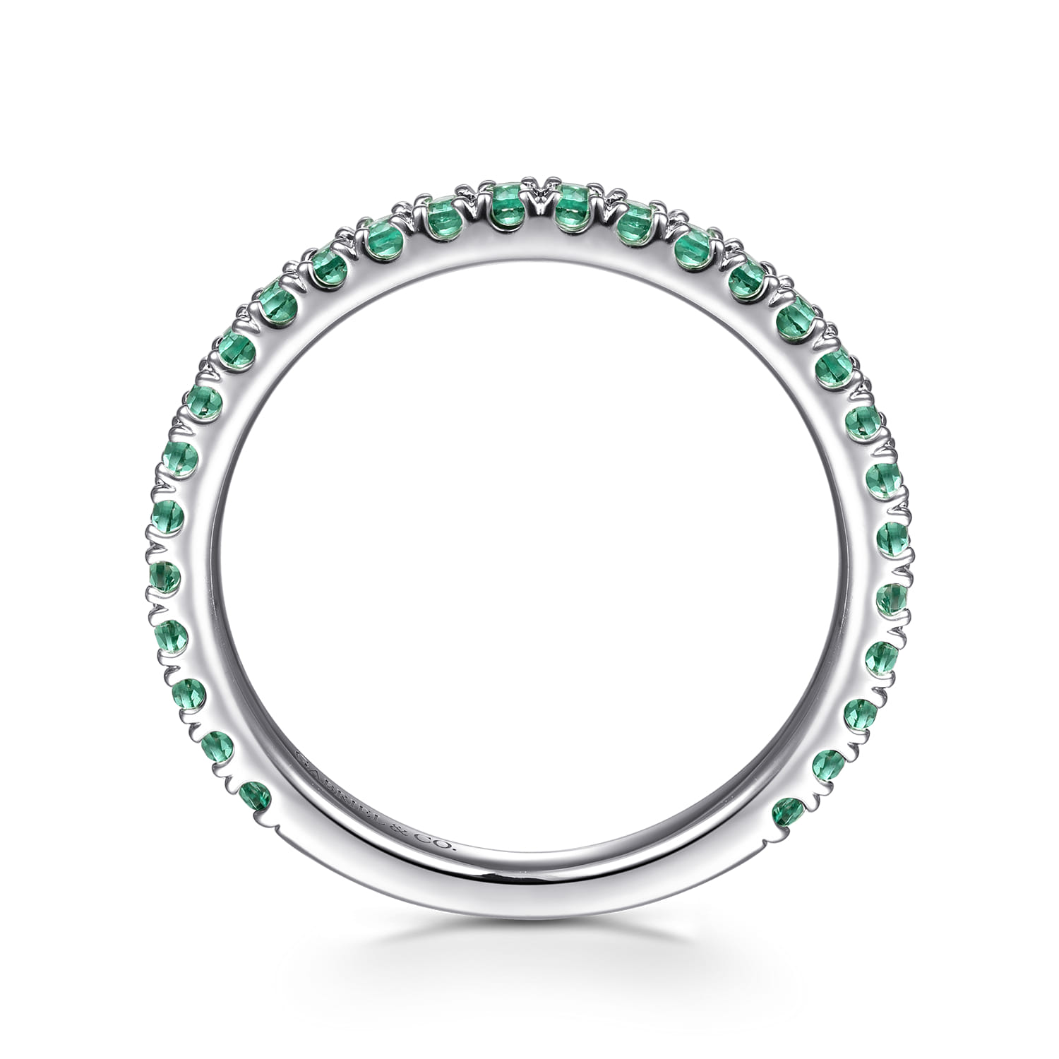 Emerald Stackable Ring in 14K White Gold, photograph 2