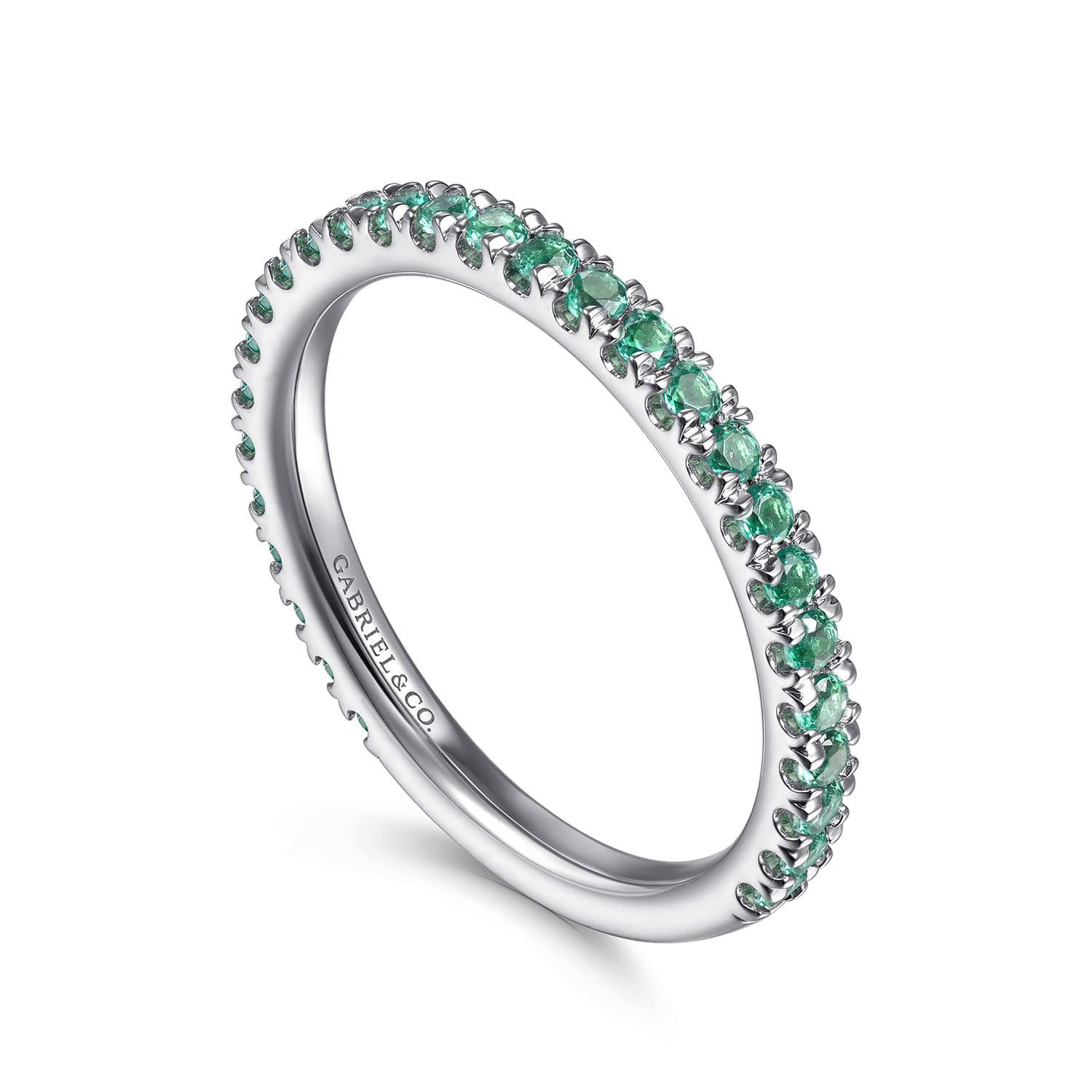 Emerald Stackable Ring in 14K White Gold, photograph 3