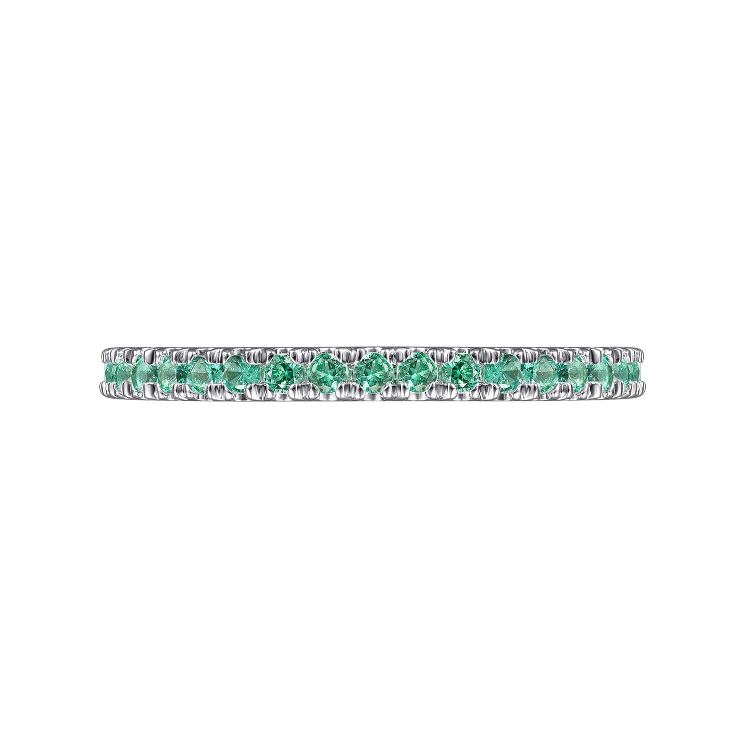 Emerald Stackable Ring in 14K White Gold, photograph 6