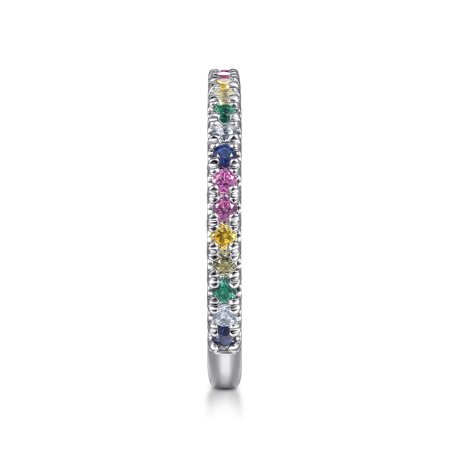Rainbow Color Stone Stackable Ring in 14K White Gold, photograph 4