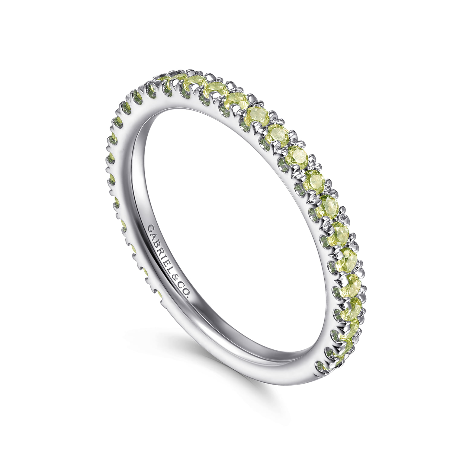 Peridot Stackable Ring in 14K White Gold, photograph 3