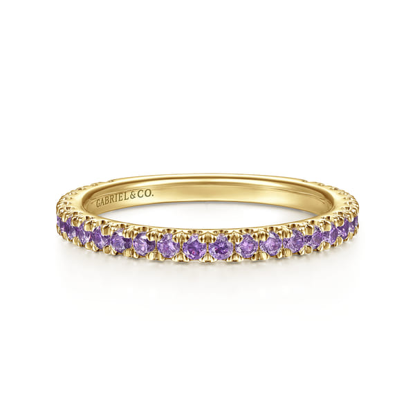 14K Yellow Gold Amethyst Stackable Ring