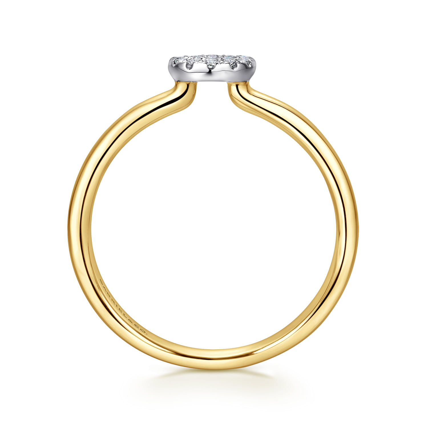 Classic Diamond Pave Promise Ring in 14K White/Yellow Gold, photograph 2