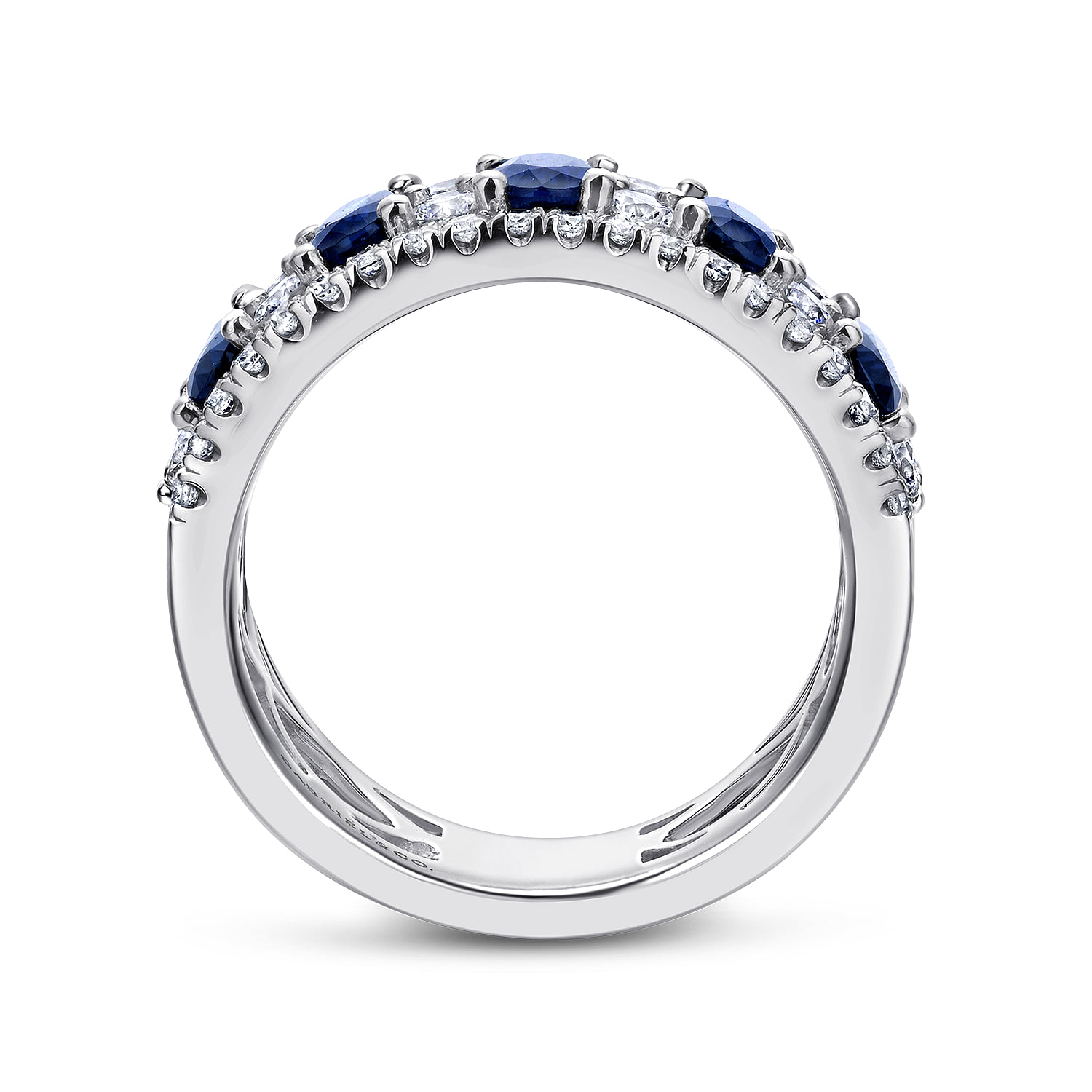 Alternating Diamond and Sapphire Ring in 14K White Gold, photograph 2