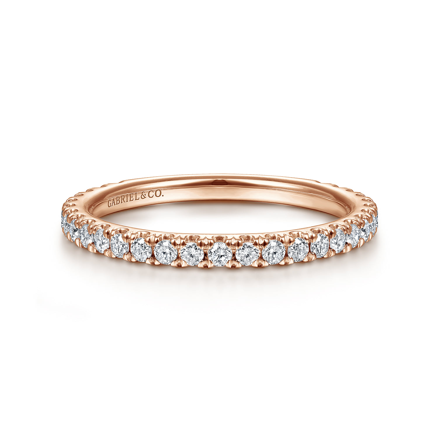 Scalloped Diamond Stackable Ring in 14K Rose Gold