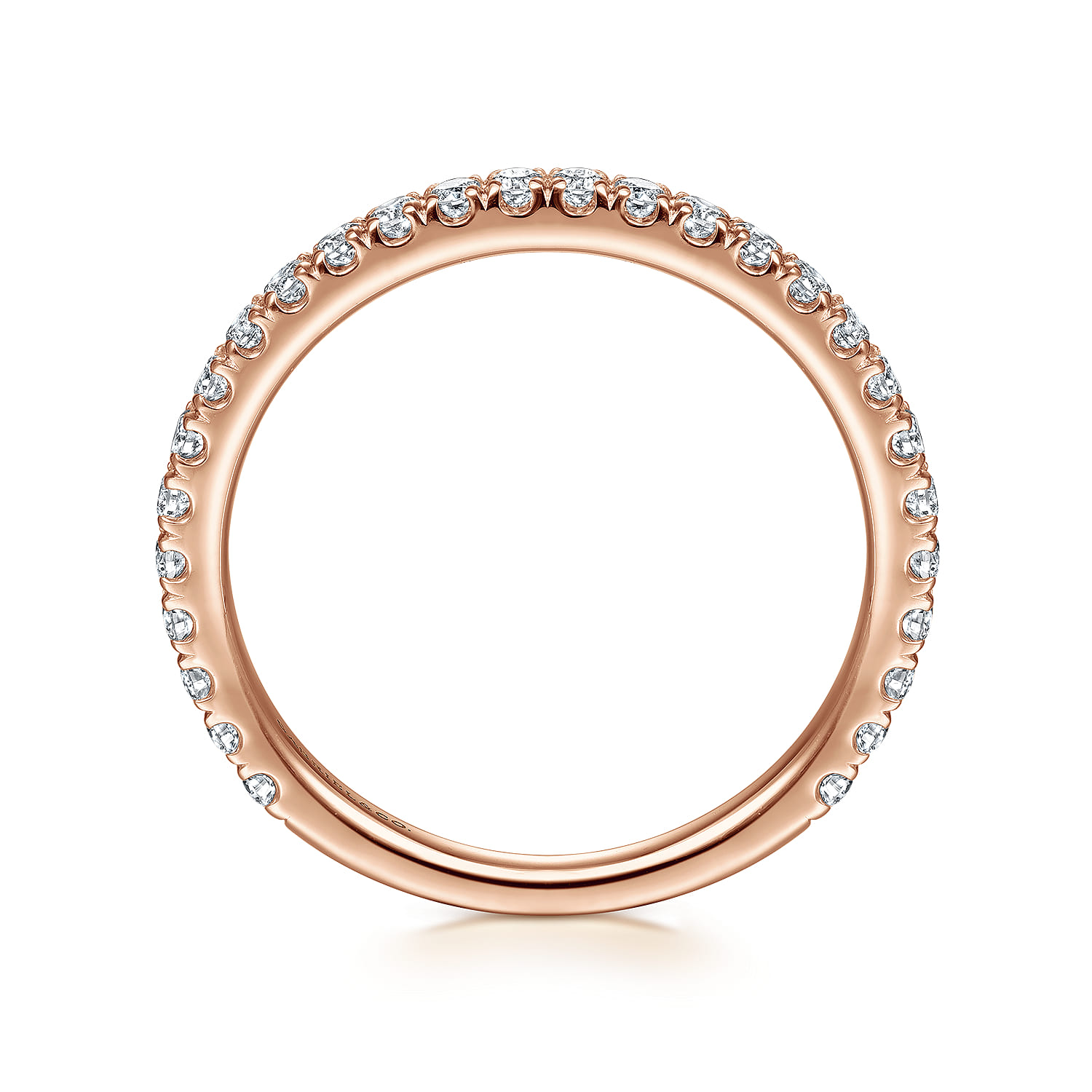 Scalloped Diamond Stackable Ring in 14K Rose Gold, photograph 2