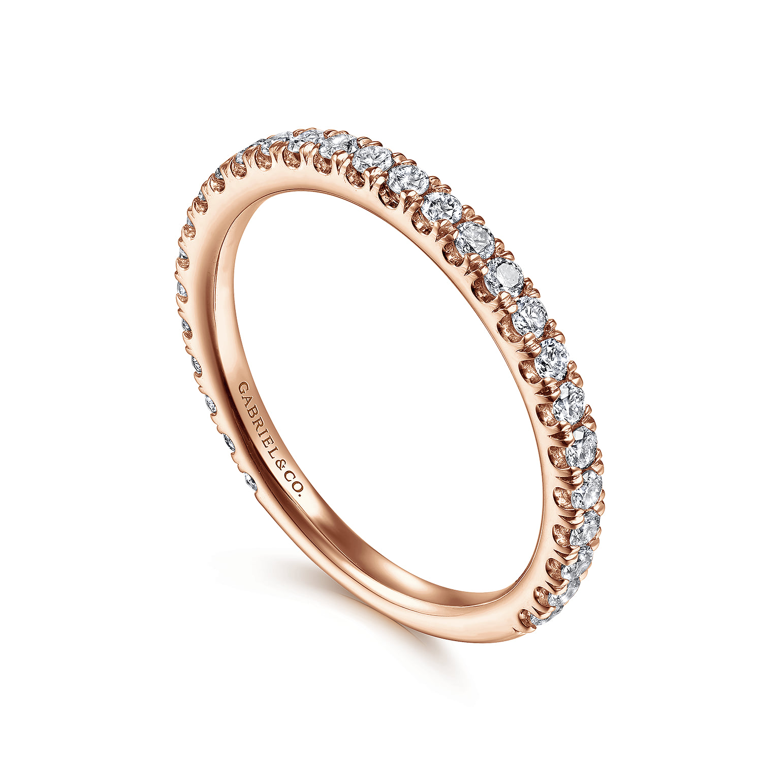 Scalloped Diamond Stackable Ring in 14K Rose Gold, photograph 3