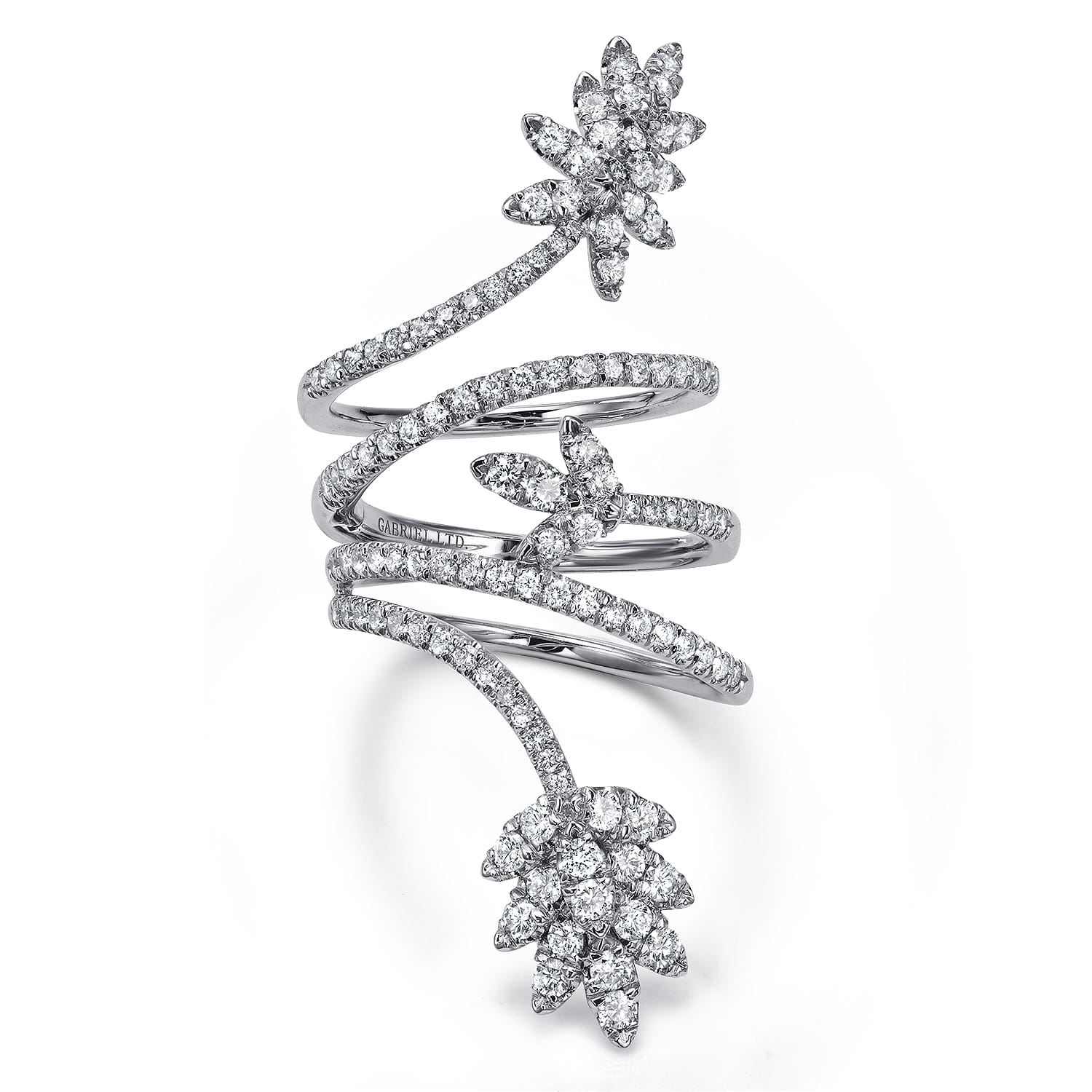 Wide Diamond Leaf Statement Wrap Ring