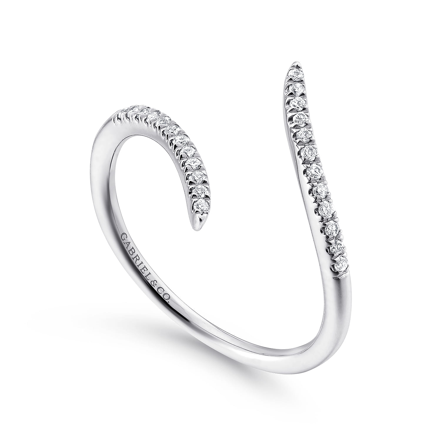 Bypass Open Diamond Ring in 14K White Gold, photograph 3