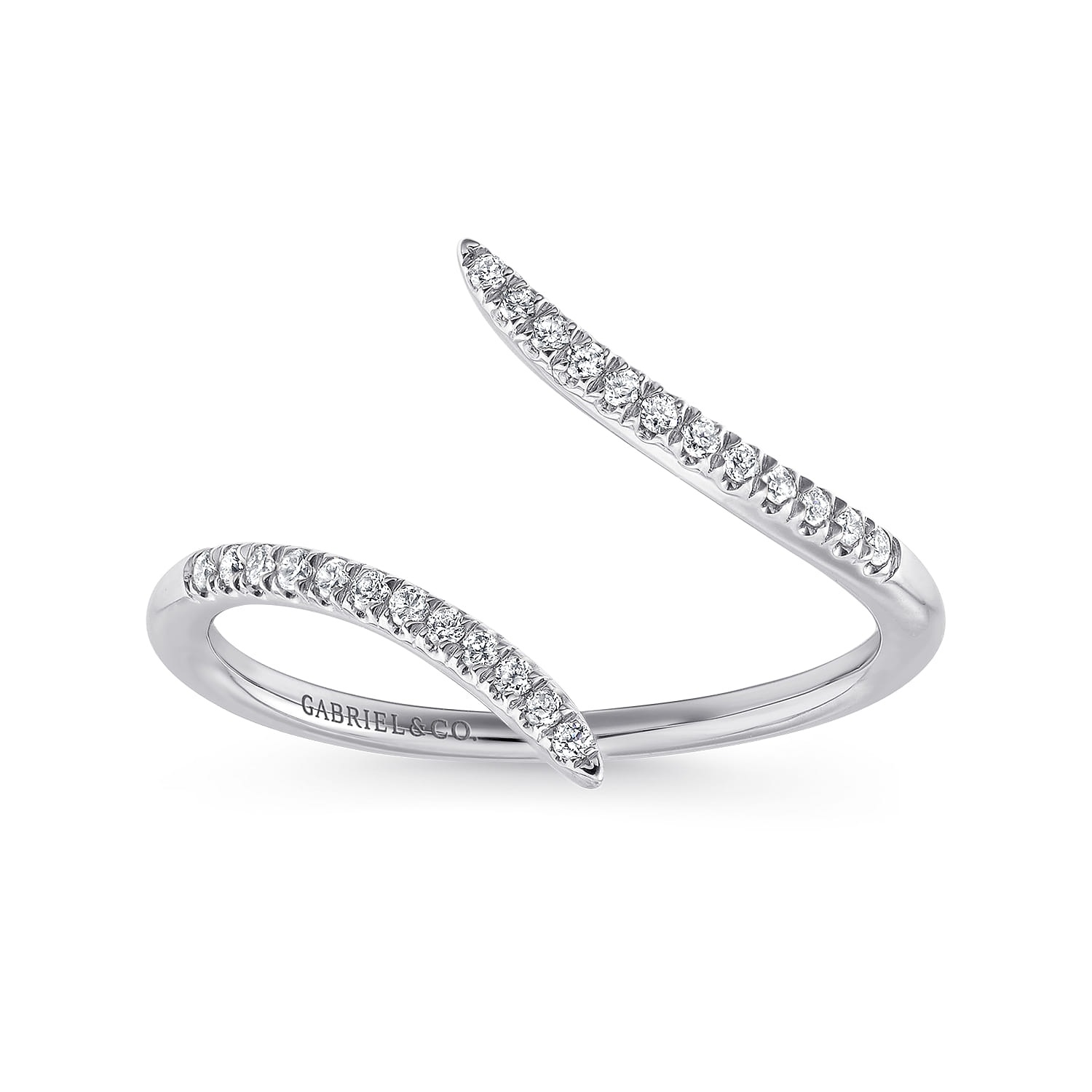 Bypass Open Diamond Ring in 14K White Gold, photograph 4