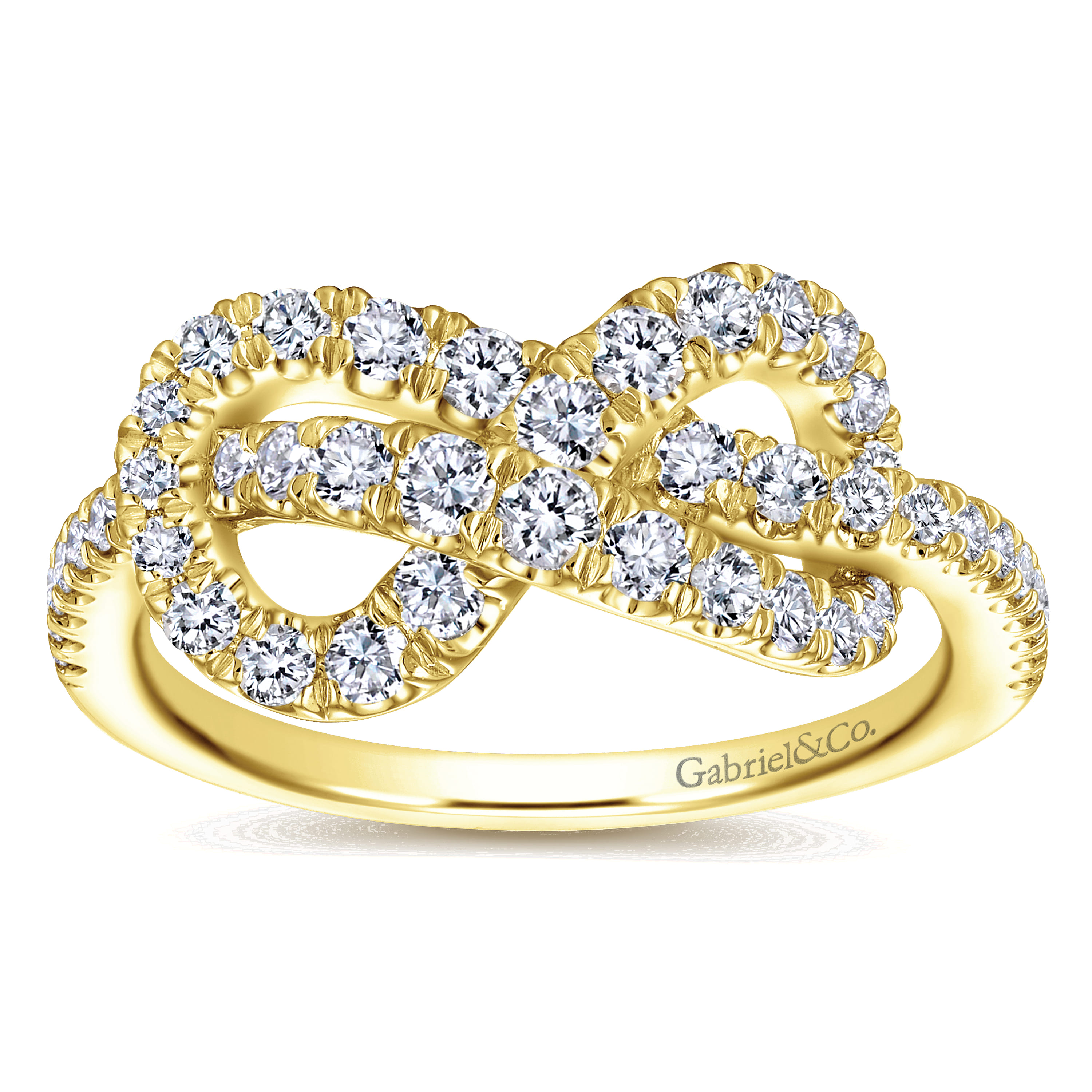 Twisted Pretzel Diamond Ring in 14K Yellow Gold, photograph 4