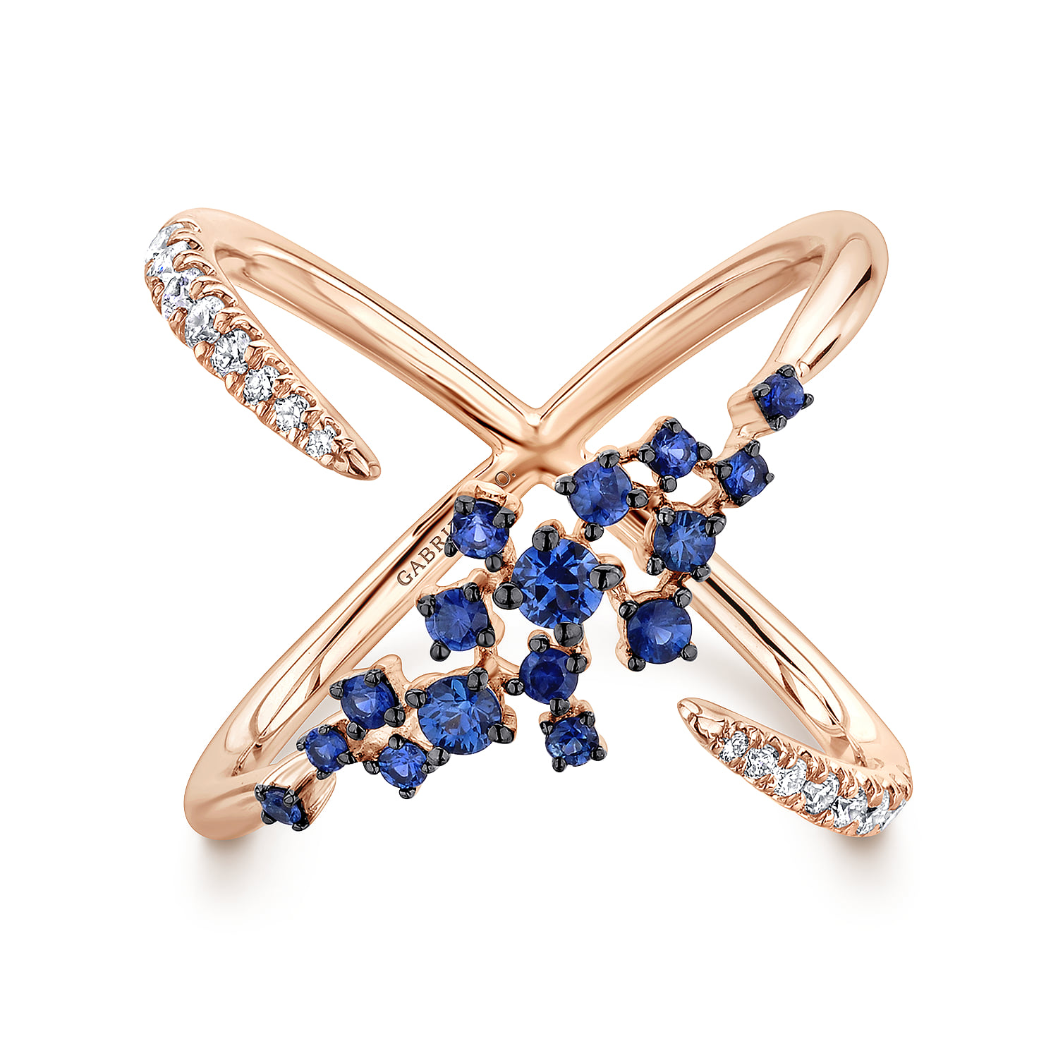 Modern Scattered Sapphire and Diamond Open Ring