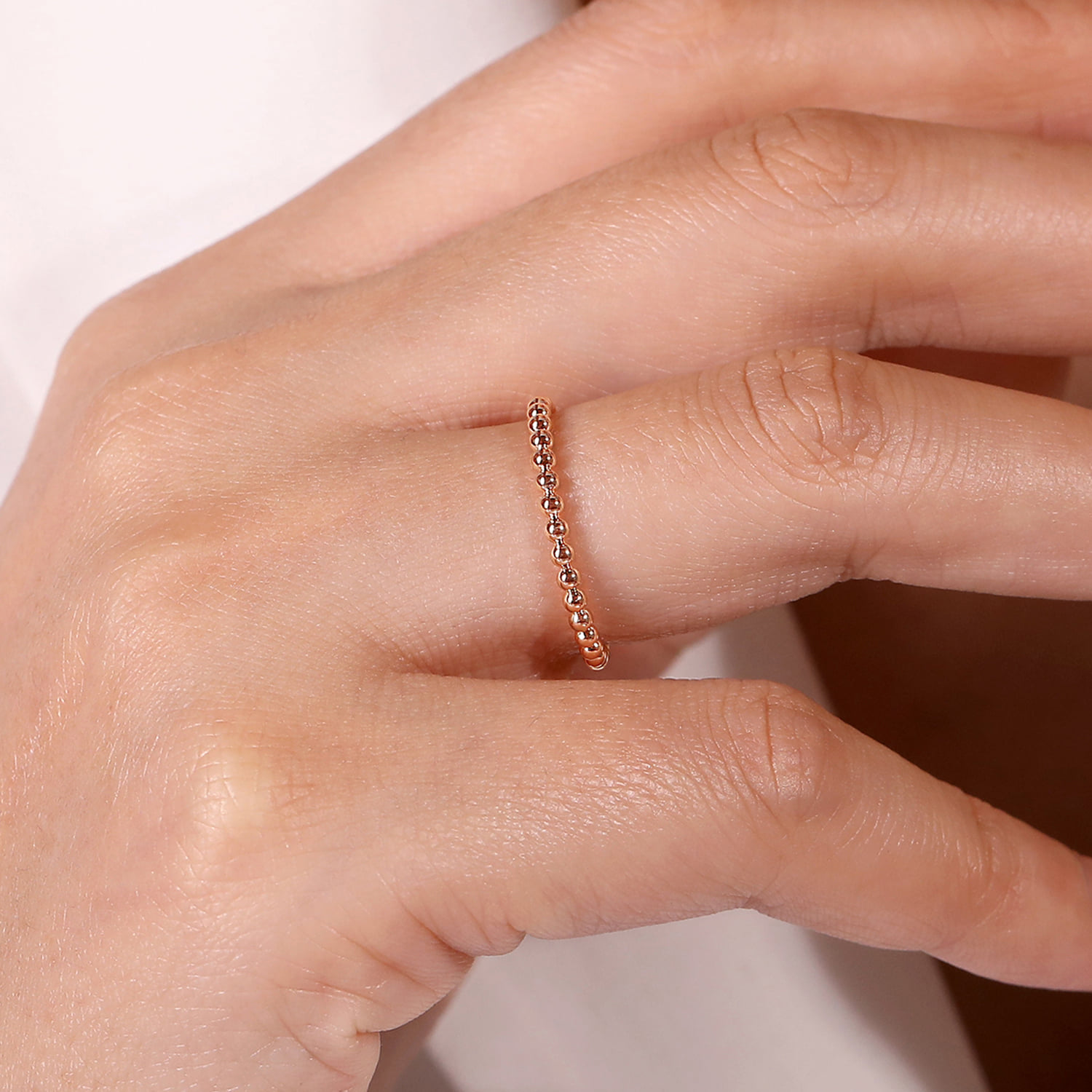 Bujukan Beaded Stackable Ring in 14K Rose Gold, photograph 3