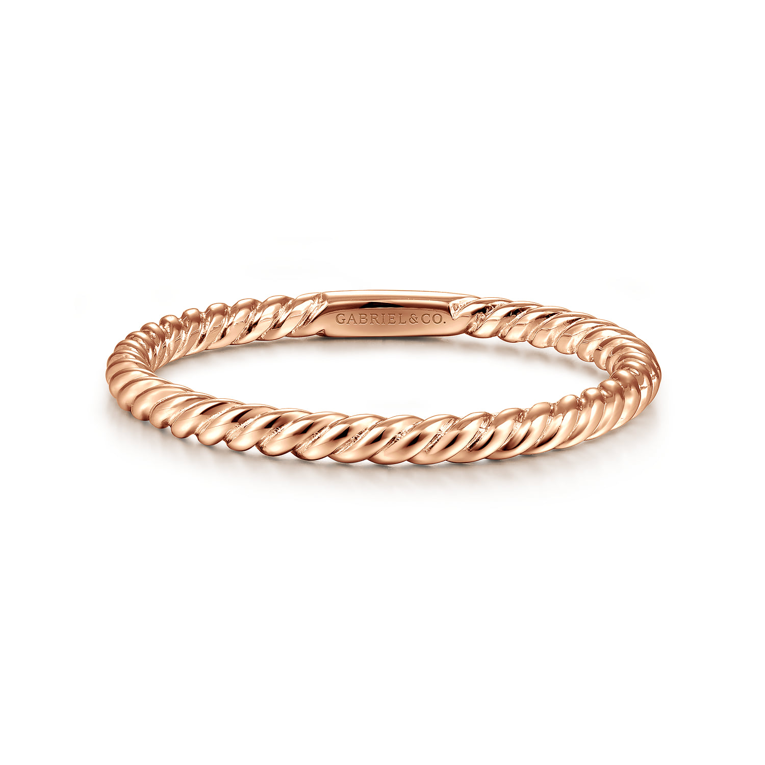 Twisted Rope Stackable Ring in 14K Rose Gold