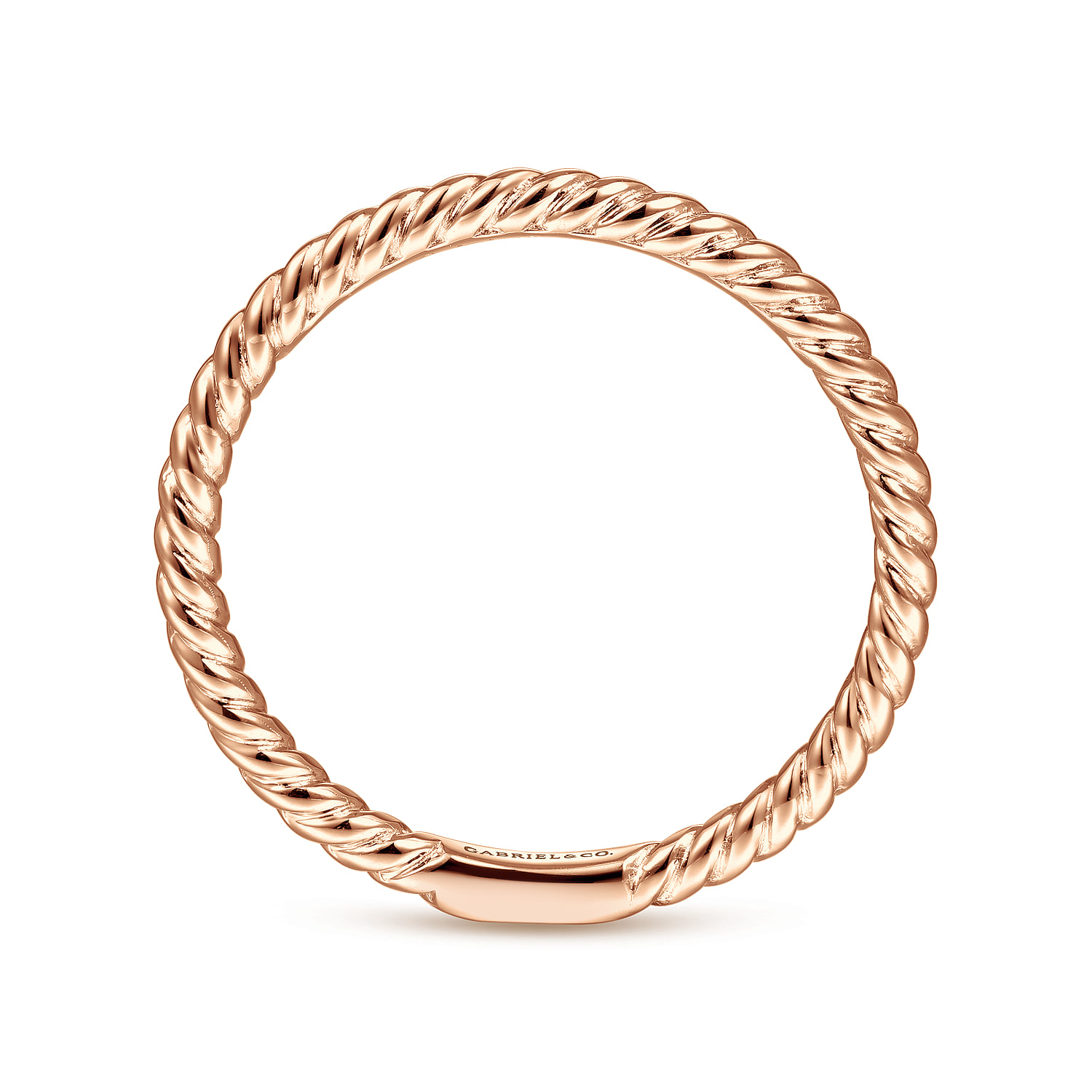 Twisted Rope Stackable Ring in 14K Rose Gold, photograph 2