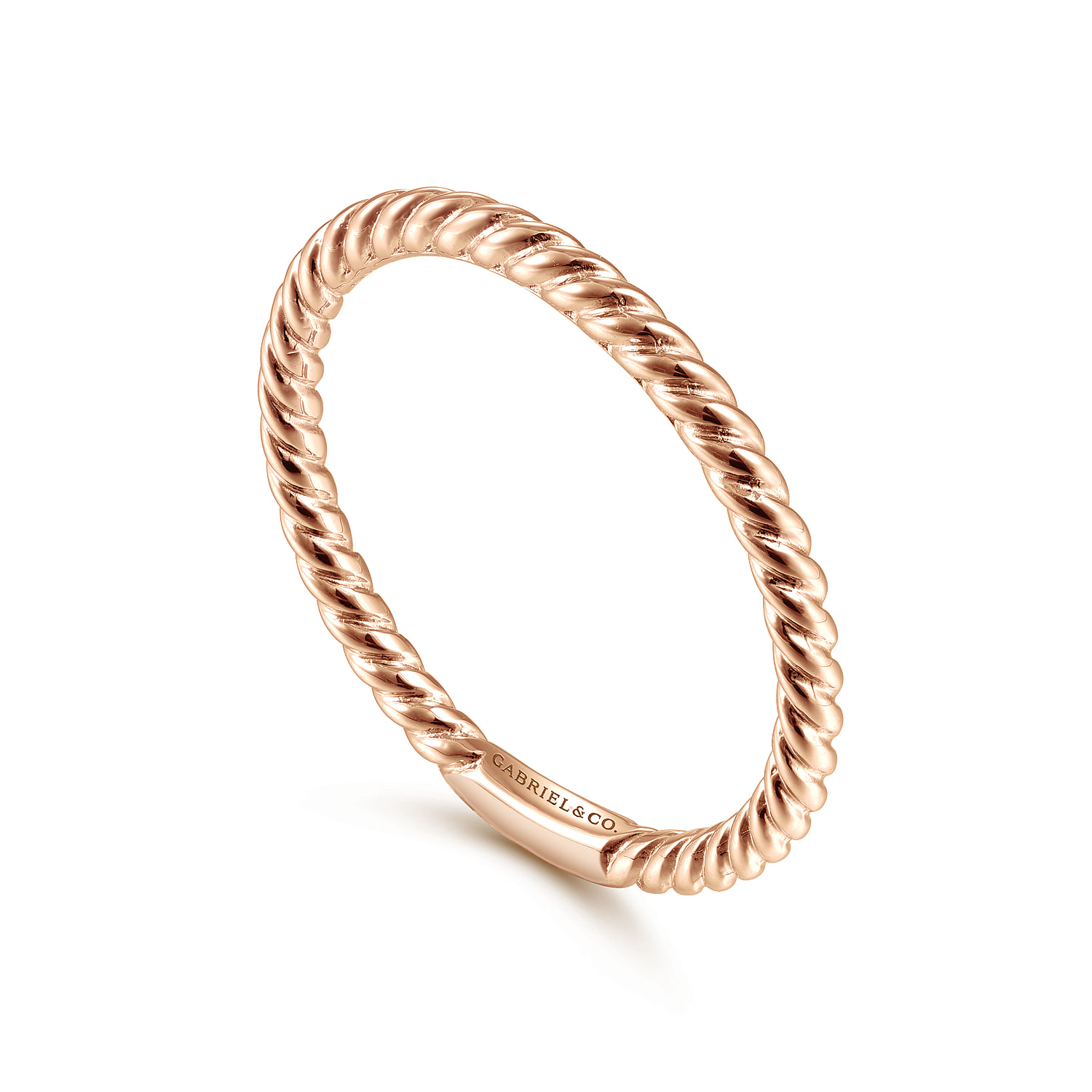 Twisted Rope Stackable Ring in 14K Rose Gold, photograph 3
