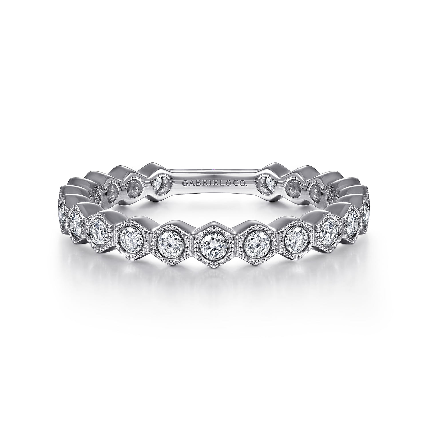 Hexagonal Station Stackable Diamond Ring