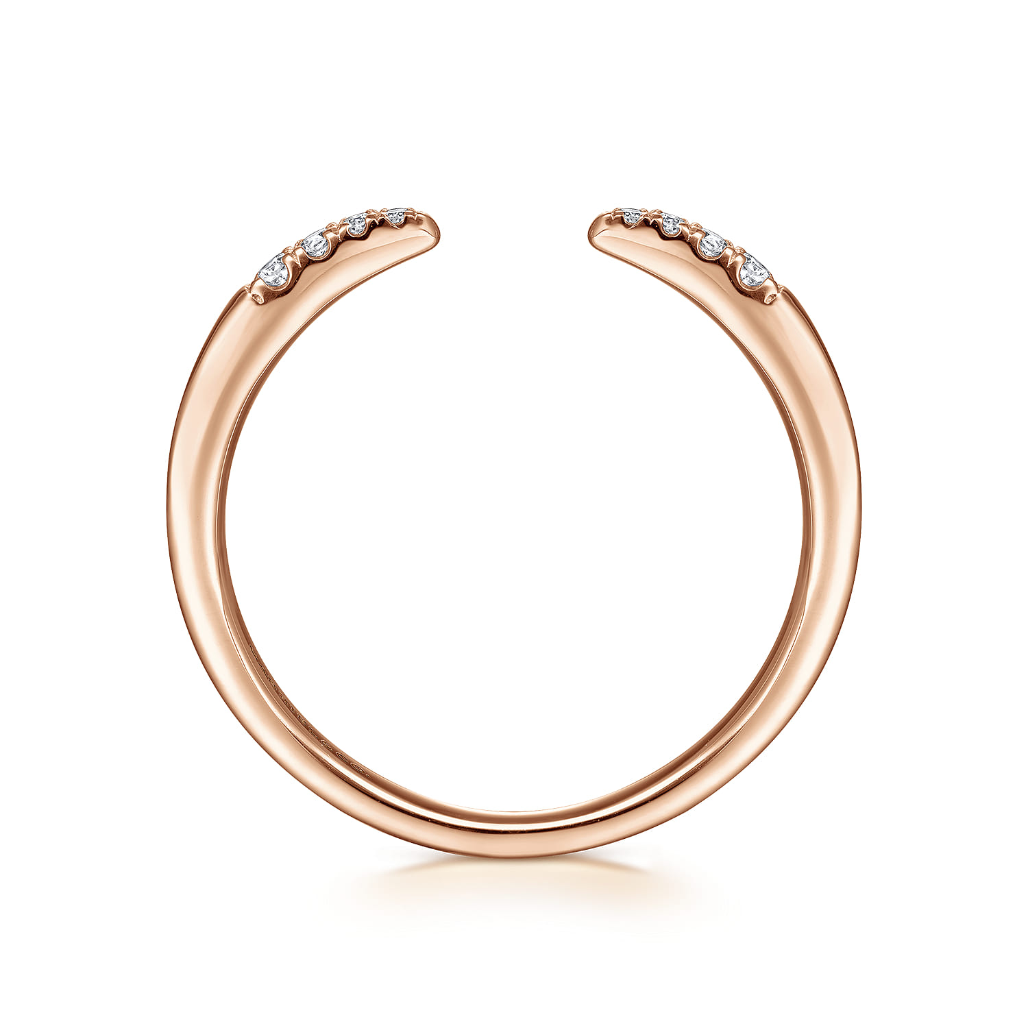 Open Diamond Tipped Stackable Ring in 14K Rose Gold, photograph 2