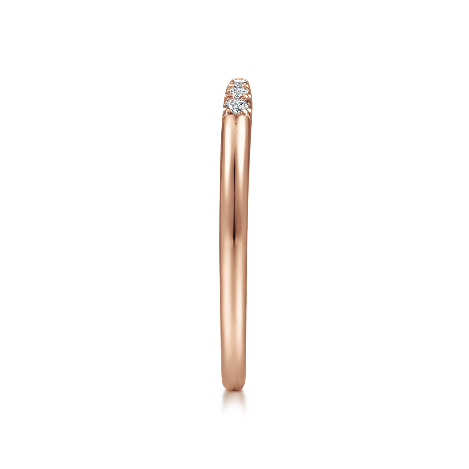 Open Diamond Tipped Stackable Ring in 14K Rose Gold, photograph 4